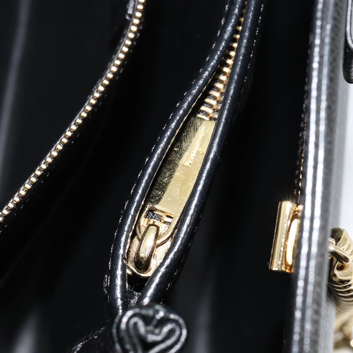 Salvatore Ferragamo Vala Chain Shoulder Bag Leather Black Gold Auth ka4612V