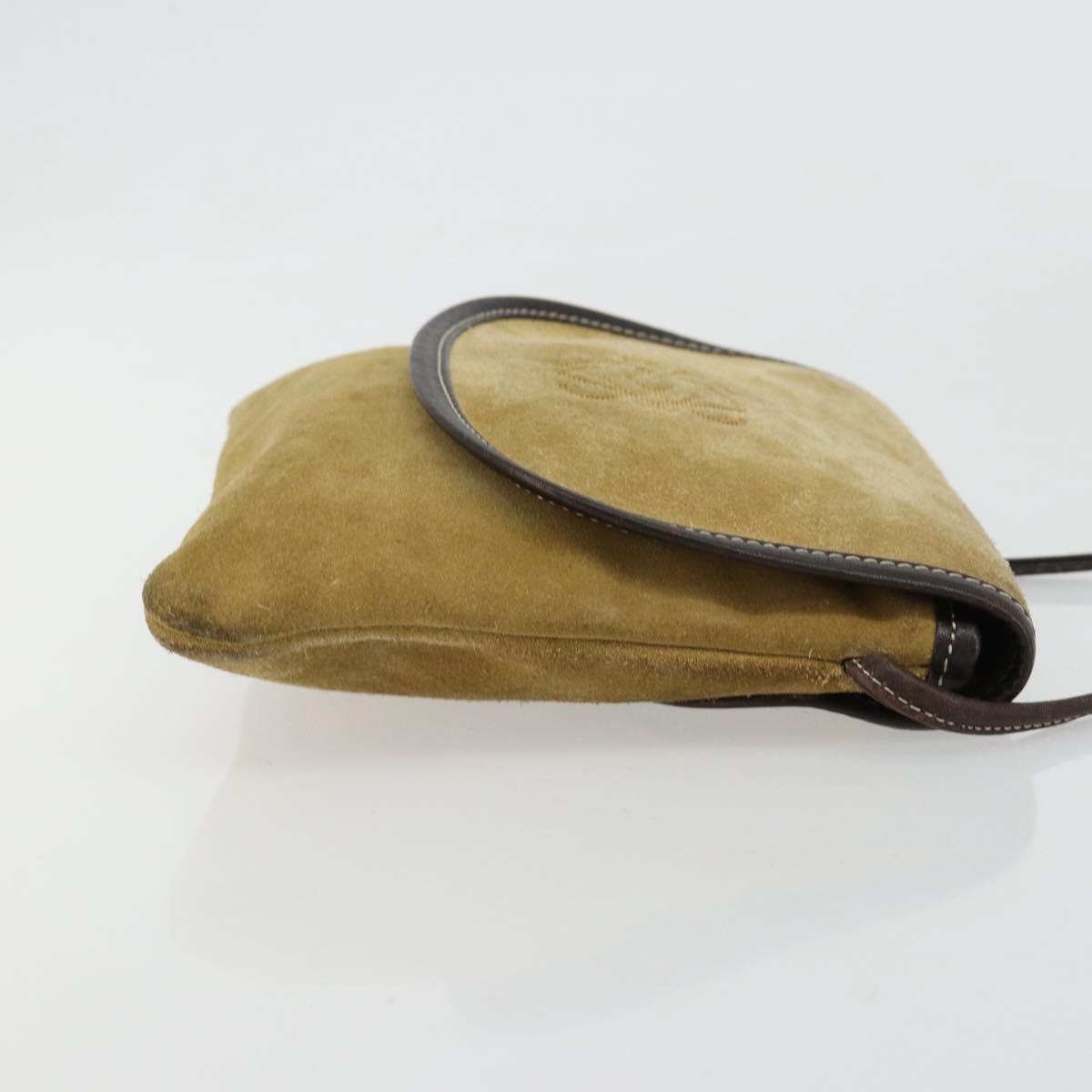 LOEWE Shoulder Bag Suede Beige Gold Auth ka4613A