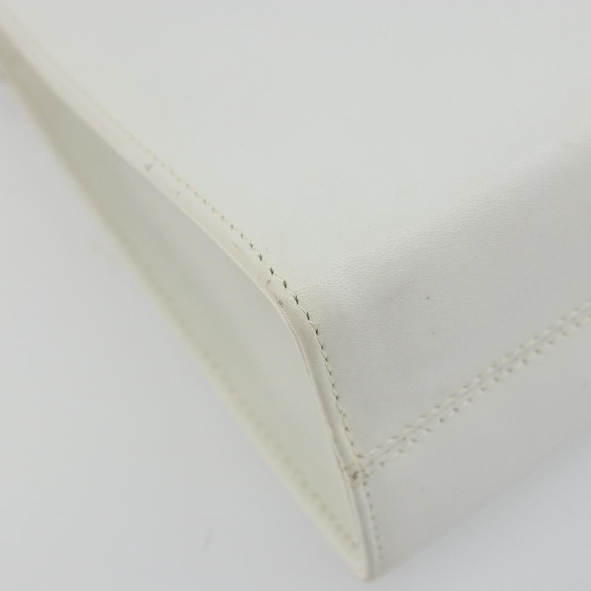 Salvatore Ferragamo Vala Hand Bag Leather 2way White Gold Auth ka4614A