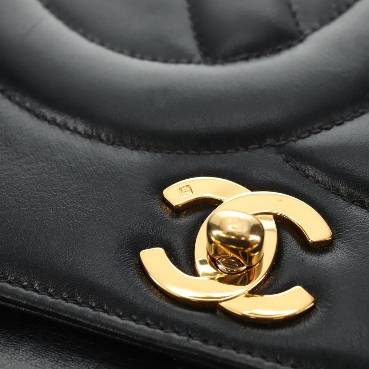 CHANEL Chain Shoulder Bag Lamb Skin Black Gold CC Auth ka4618SAV