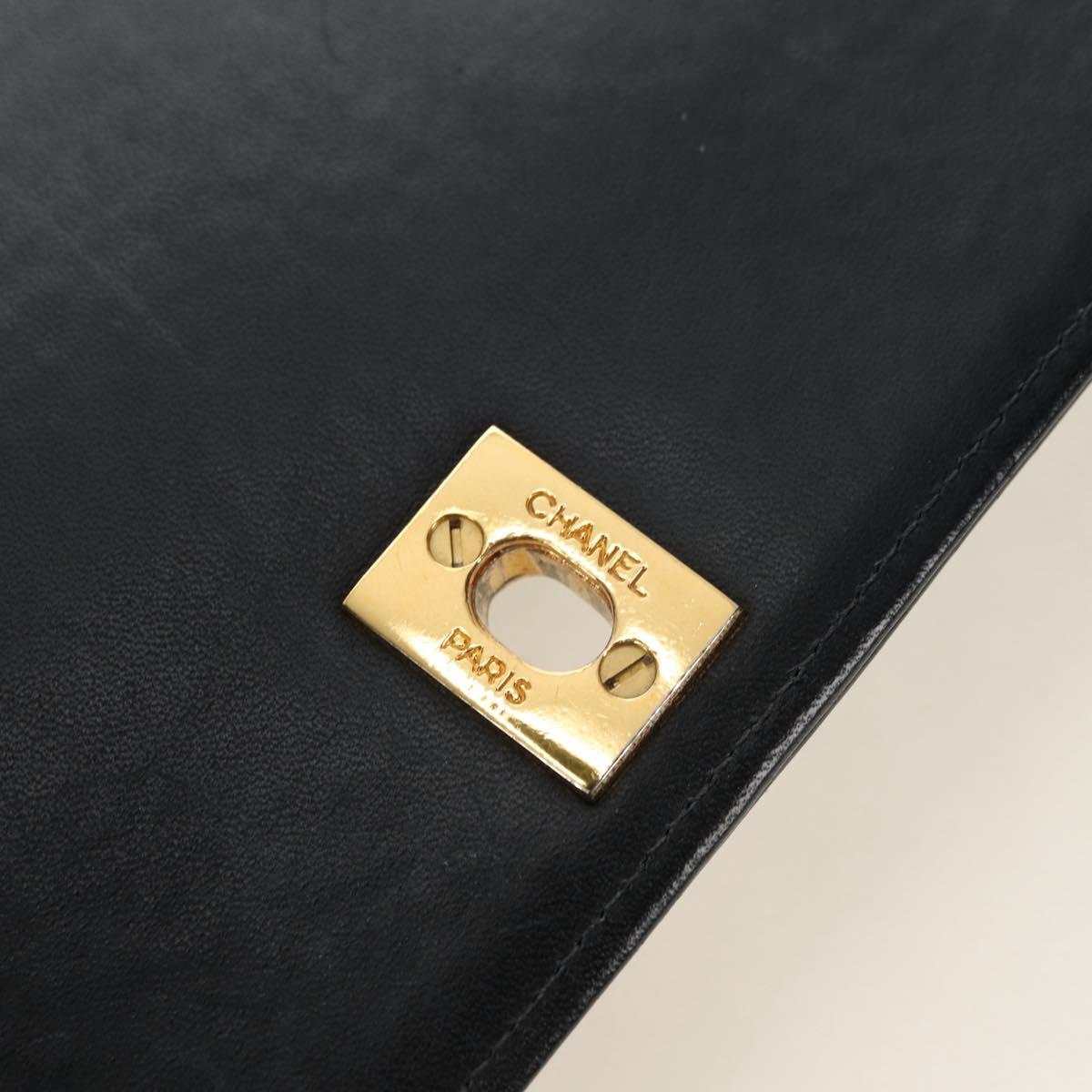CHANEL Chain Shoulder Bag Lamb Skin Black Gold CC Auth ka4618SAV