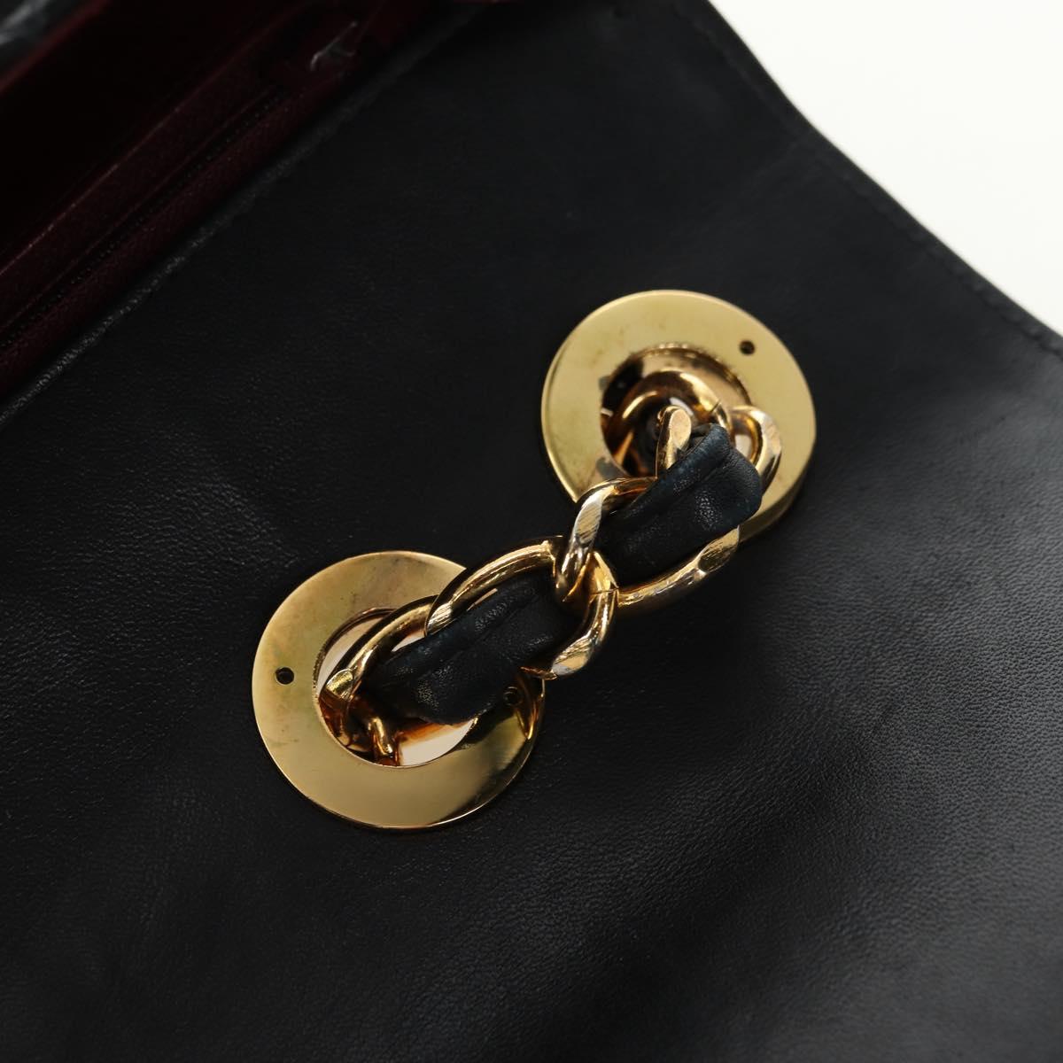 CHANEL Chain Shoulder Bag Lamb Skin Black Gold CC Auth ka4618SAV