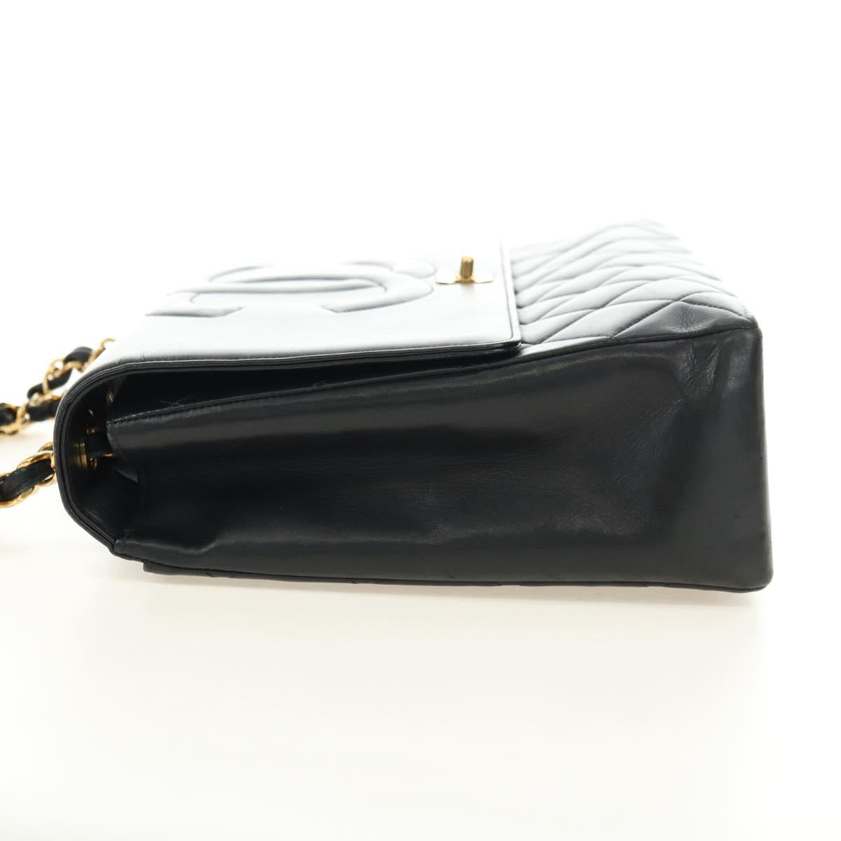 CHANEL Chain Shoulder Bag Lamb Skin Black Gold CC Auth ka4618SAV