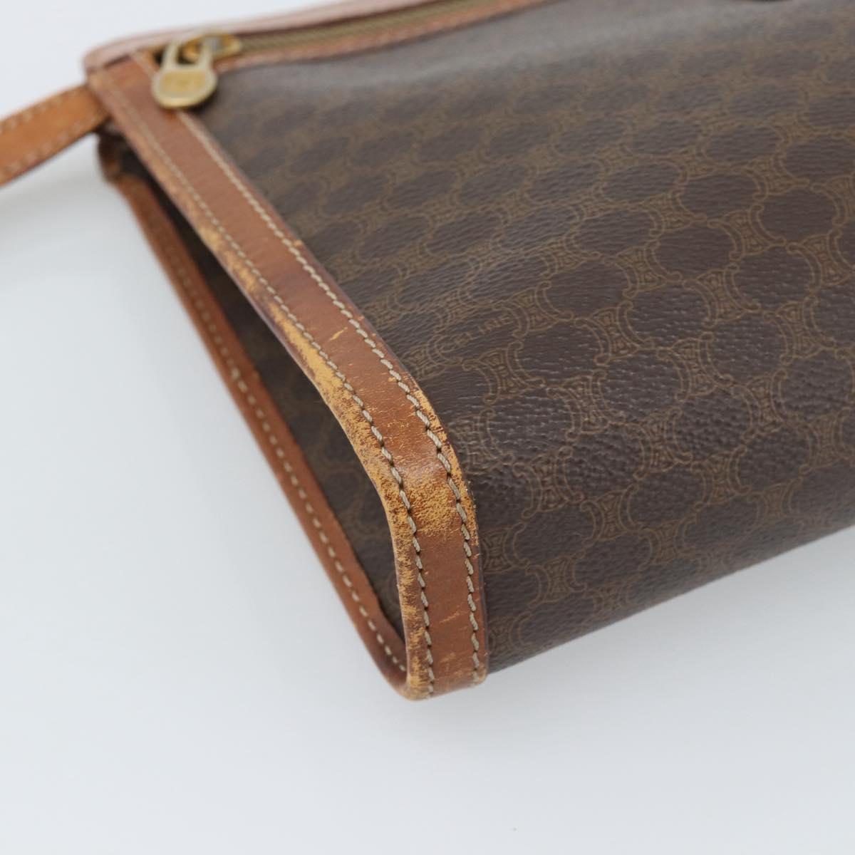 CELINE Macadam Canvas Business bag PVC Leather Brown Gold Auth ka4622