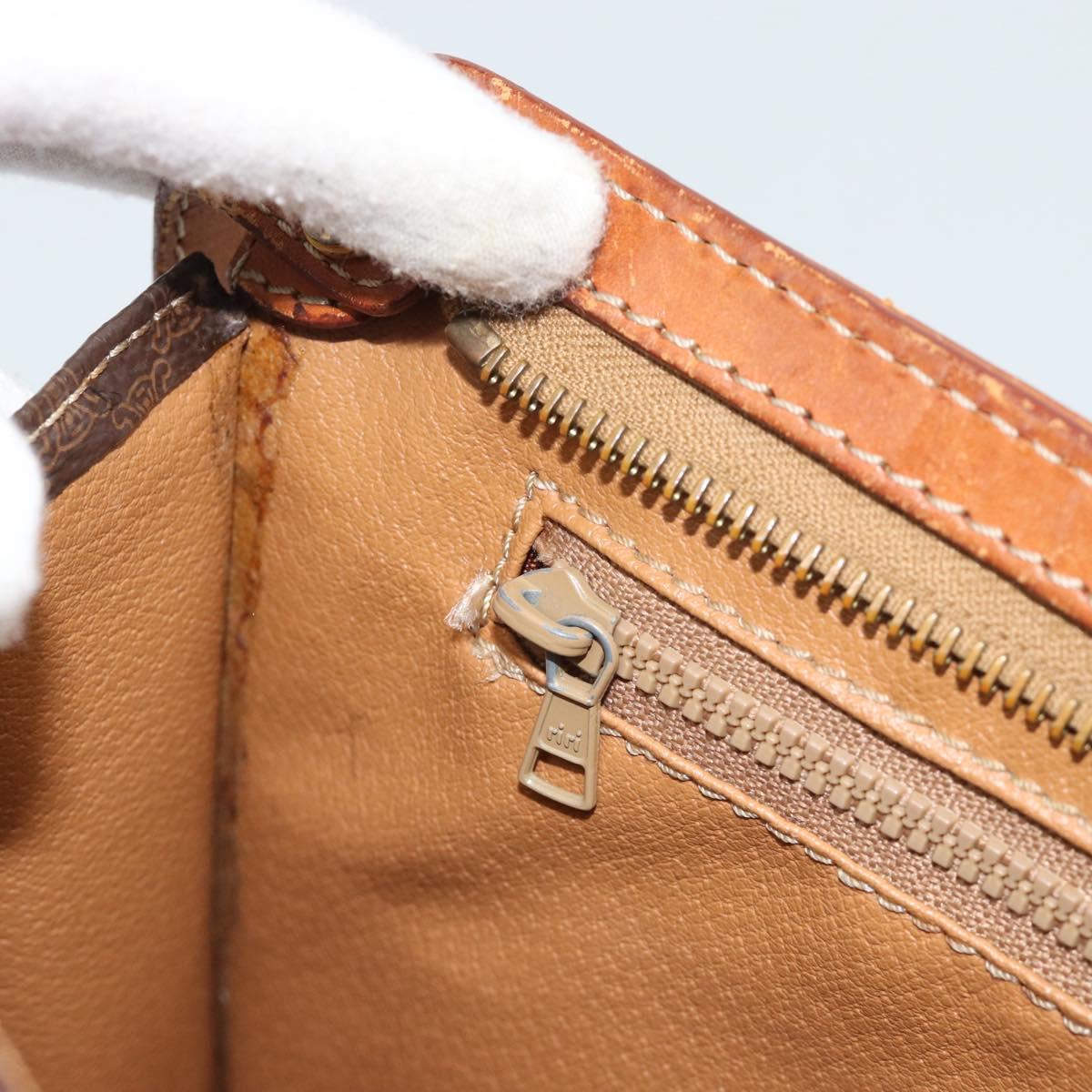 CELINE Macadam Canvas Business bag PVC Leather Brown Gold Auth ka4622
