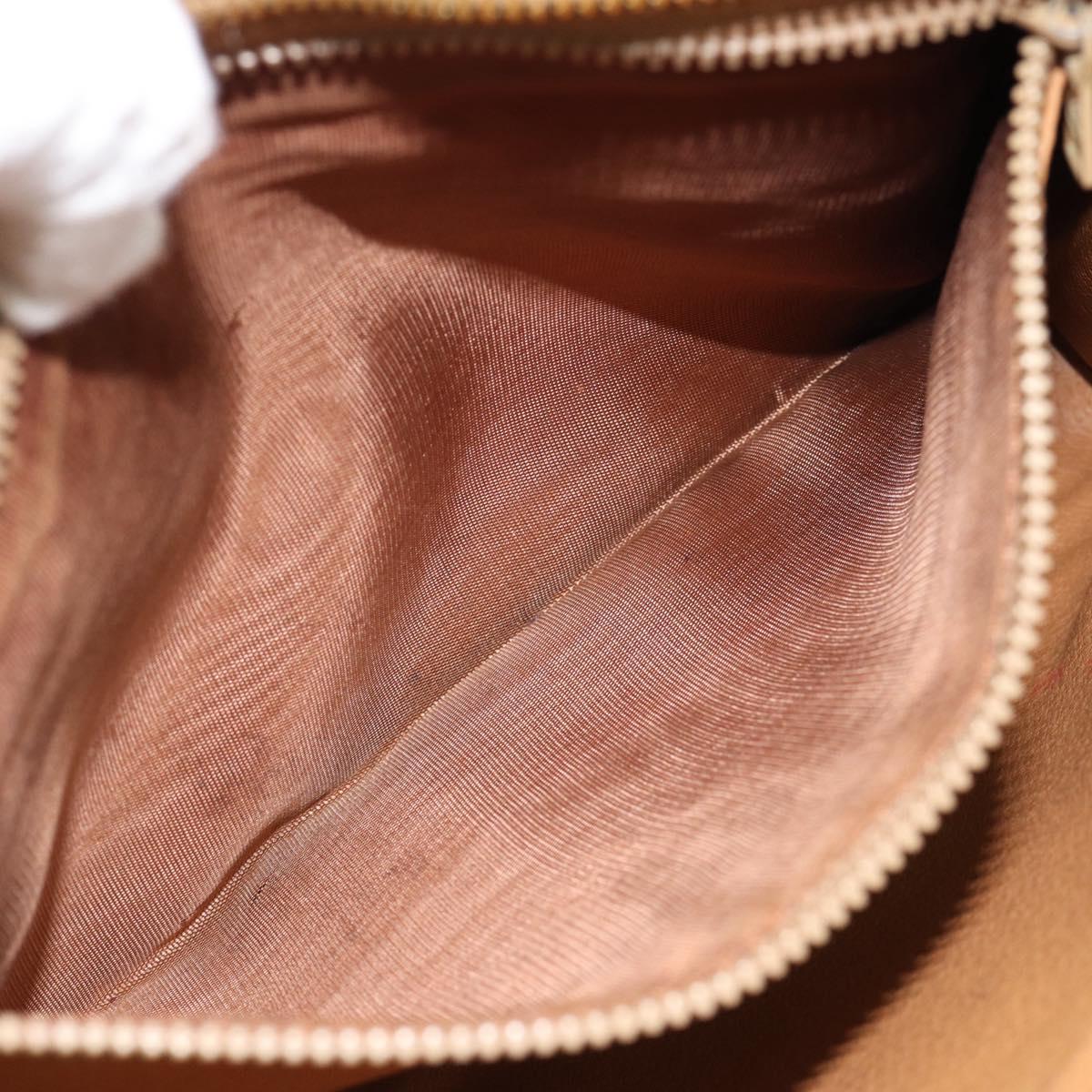CELINE Macadam Canvas Business bag PVC Leather Brown Gold Auth ka4622