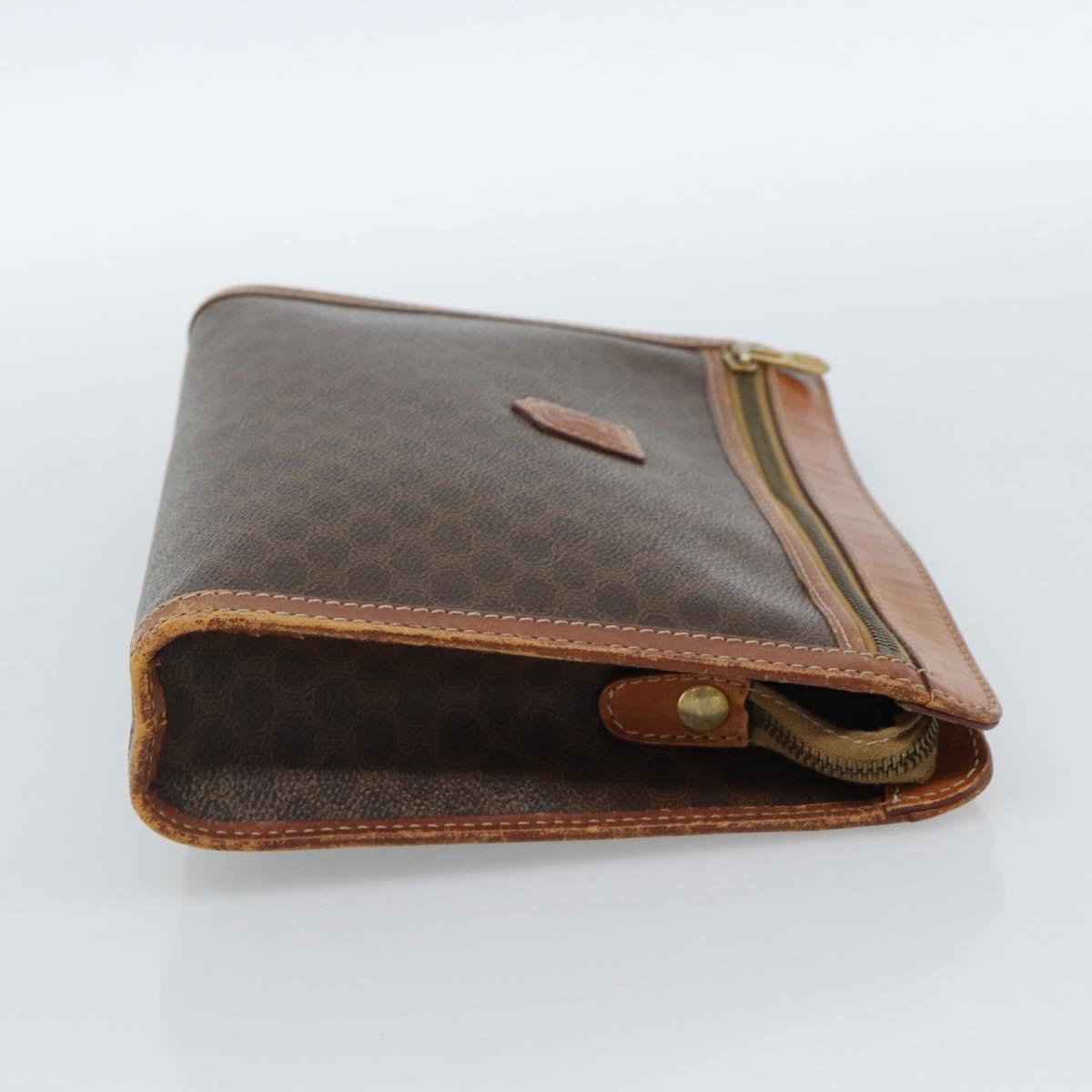 CELINE Macadam Canvas Business bag PVC Leather Brown Gold Auth ka4622