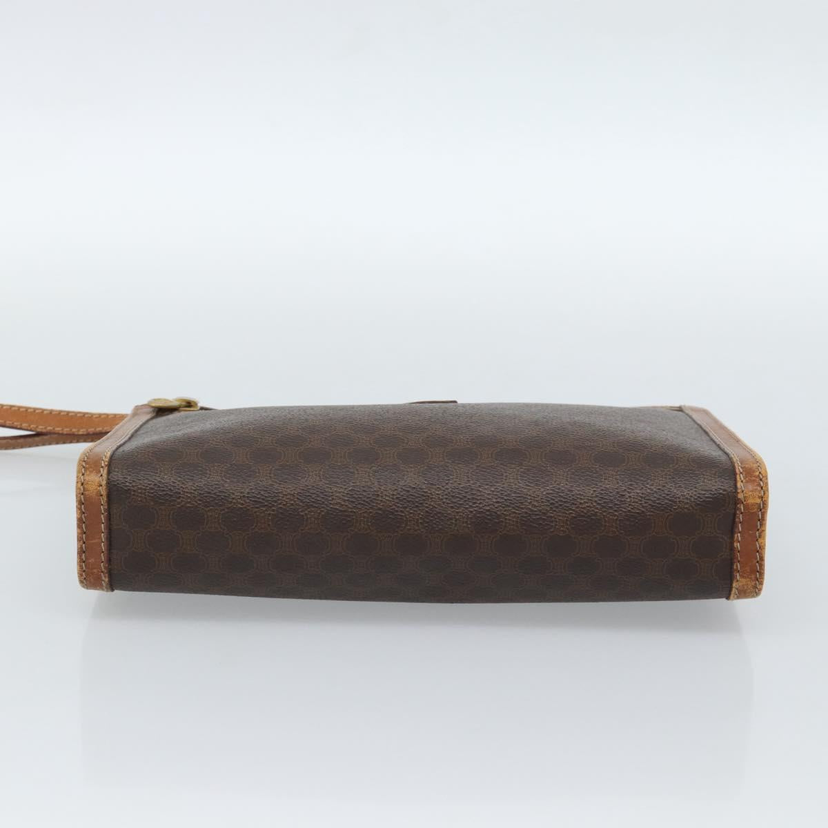 CELINE Macadam Canvas Business bag PVC Leather Brown Gold Auth ka4622