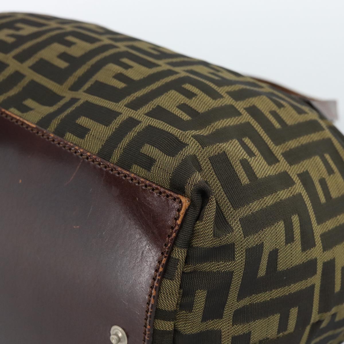 FENDI Zucca Canvas Hand Bag Black Brown Auth ka4624