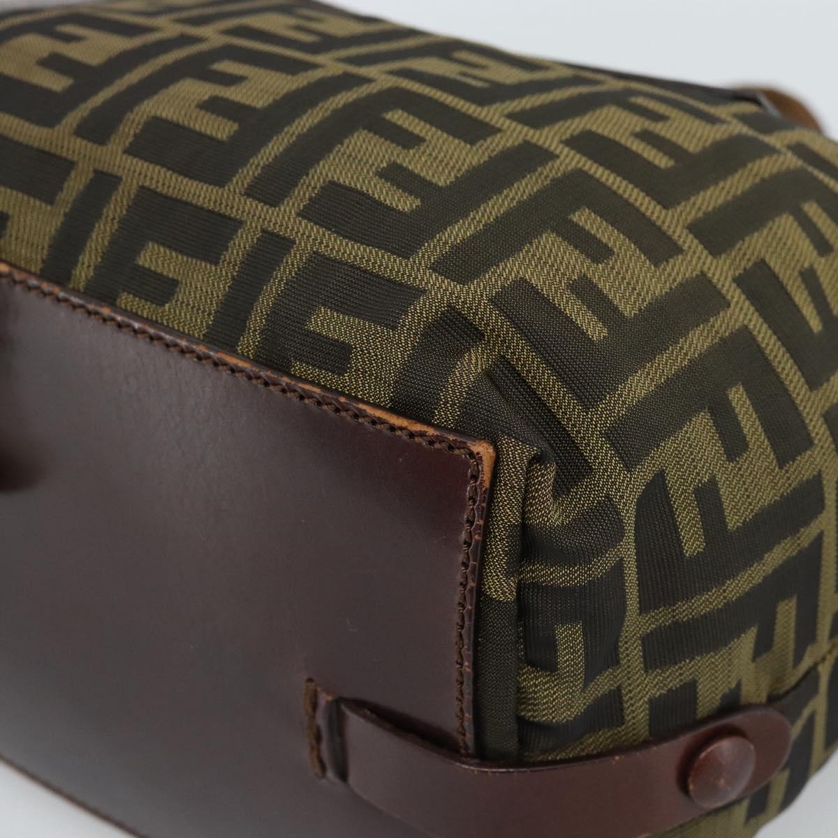 FENDI Zucca Canvas Hand Bag Black Brown Auth ka4624
