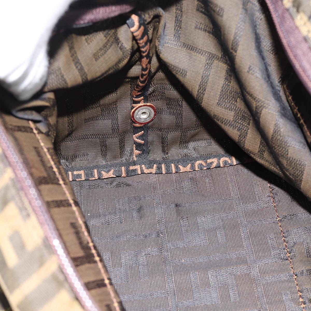 FENDI Zucca Canvas Hand Bag Black Brown Auth ka4624