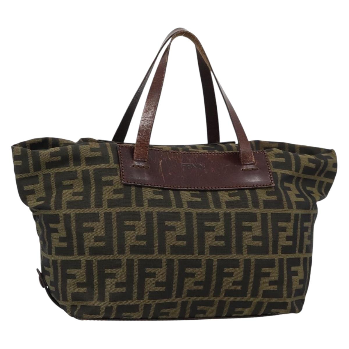 FENDI Zucca Canvas Hand Bag Black Brown Auth ka4624