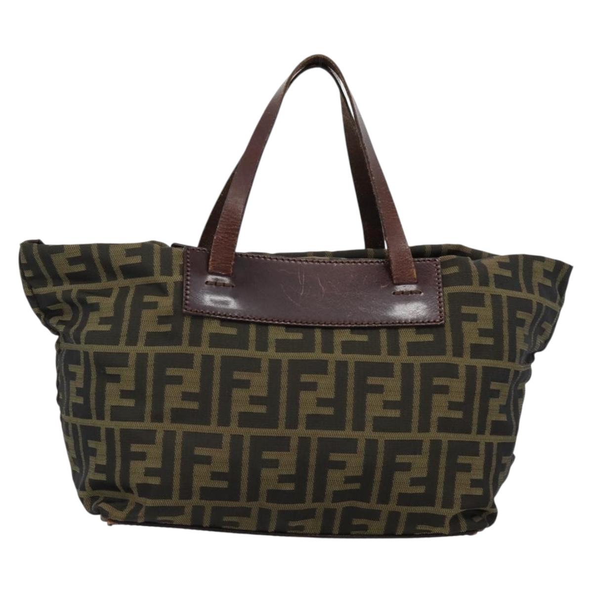 FENDI Zucca Canvas Hand Bag Black Brown Auth ka4624