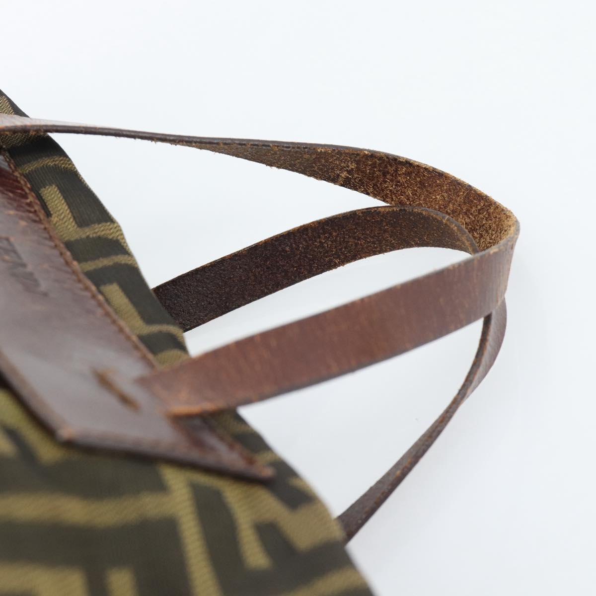 FENDI Zucca Canvas Hand Bag Black Brown Auth ka4624