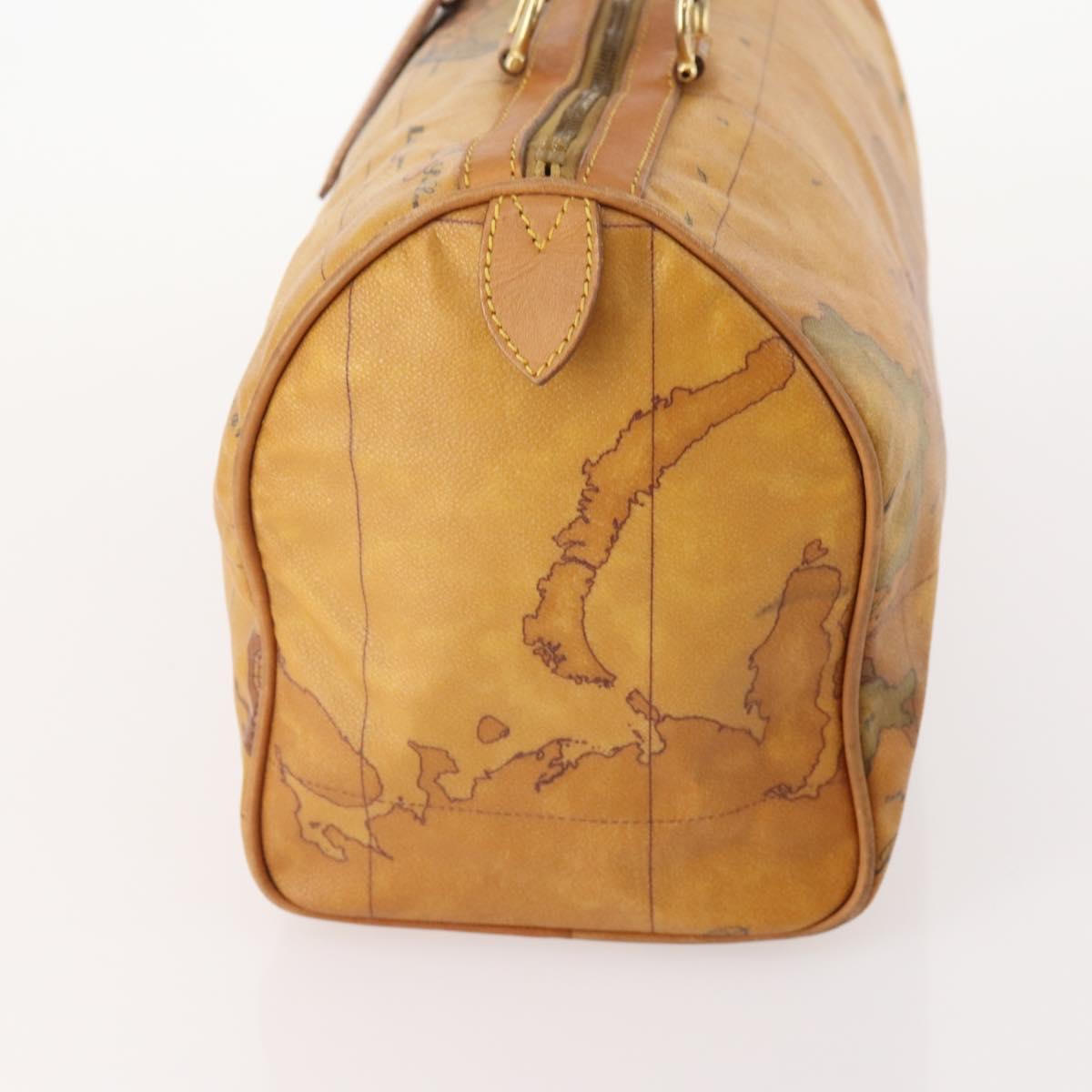 PRIMA CLASSE Hand Bag Leather PVC 3 Set Brown Gold Auth ka4627