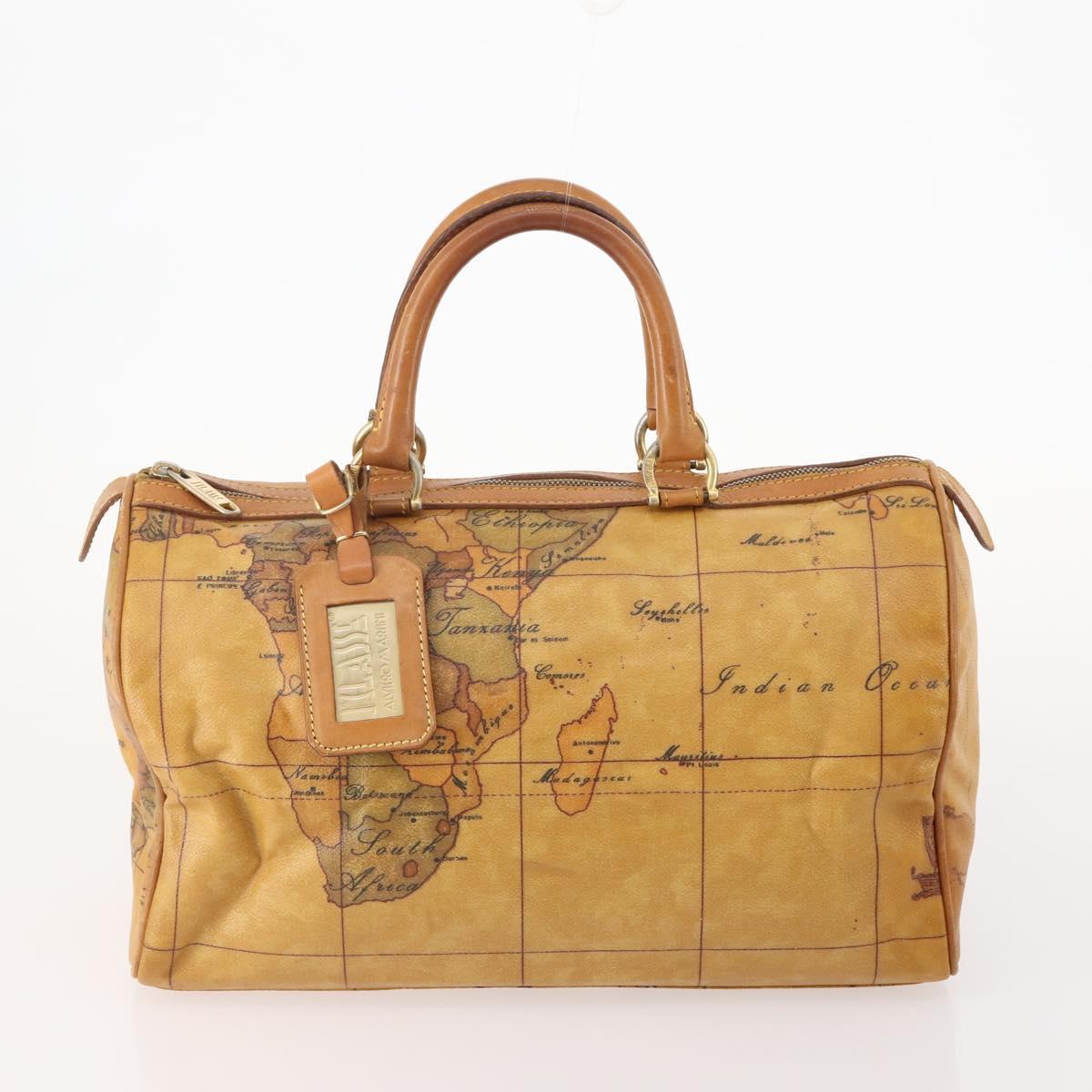 PRIMA CLASSE Hand Bag Leather PVC 3 Set Brown Gold Auth ka4627