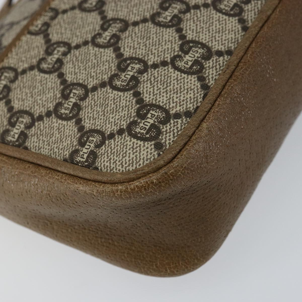 GUCCI GG Plus Supreme Shoulder Bag PVC Beige Gold Auth ka463