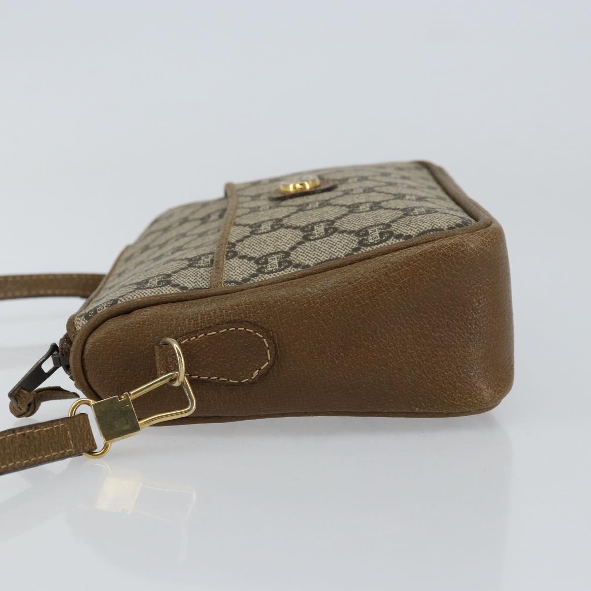 GUCCI GG Plus Supreme Shoulder Bag PVC Beige Gold Auth ka463