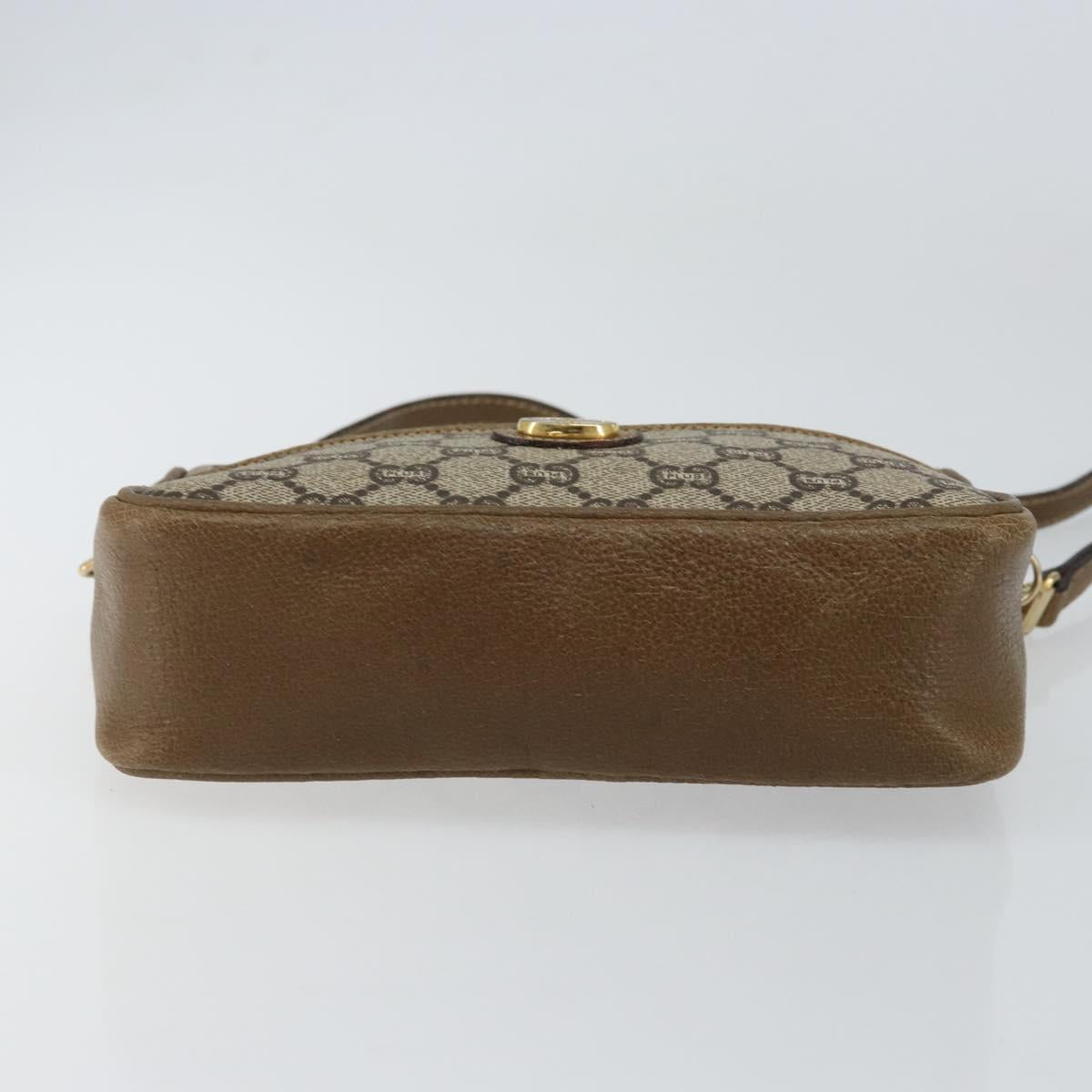 GUCCI GG Plus Supreme Shoulder Bag PVC Beige Gold Auth ka463