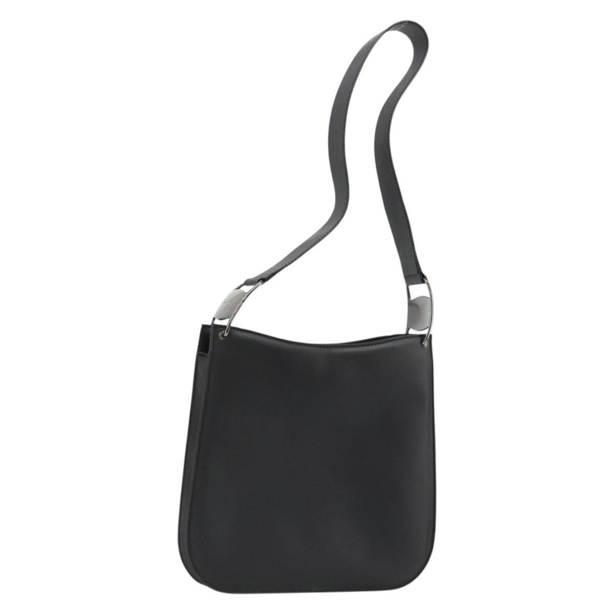 Salvatore Ferragamo Vala Shoulder Bag Leather Black Silver Auth ka4630