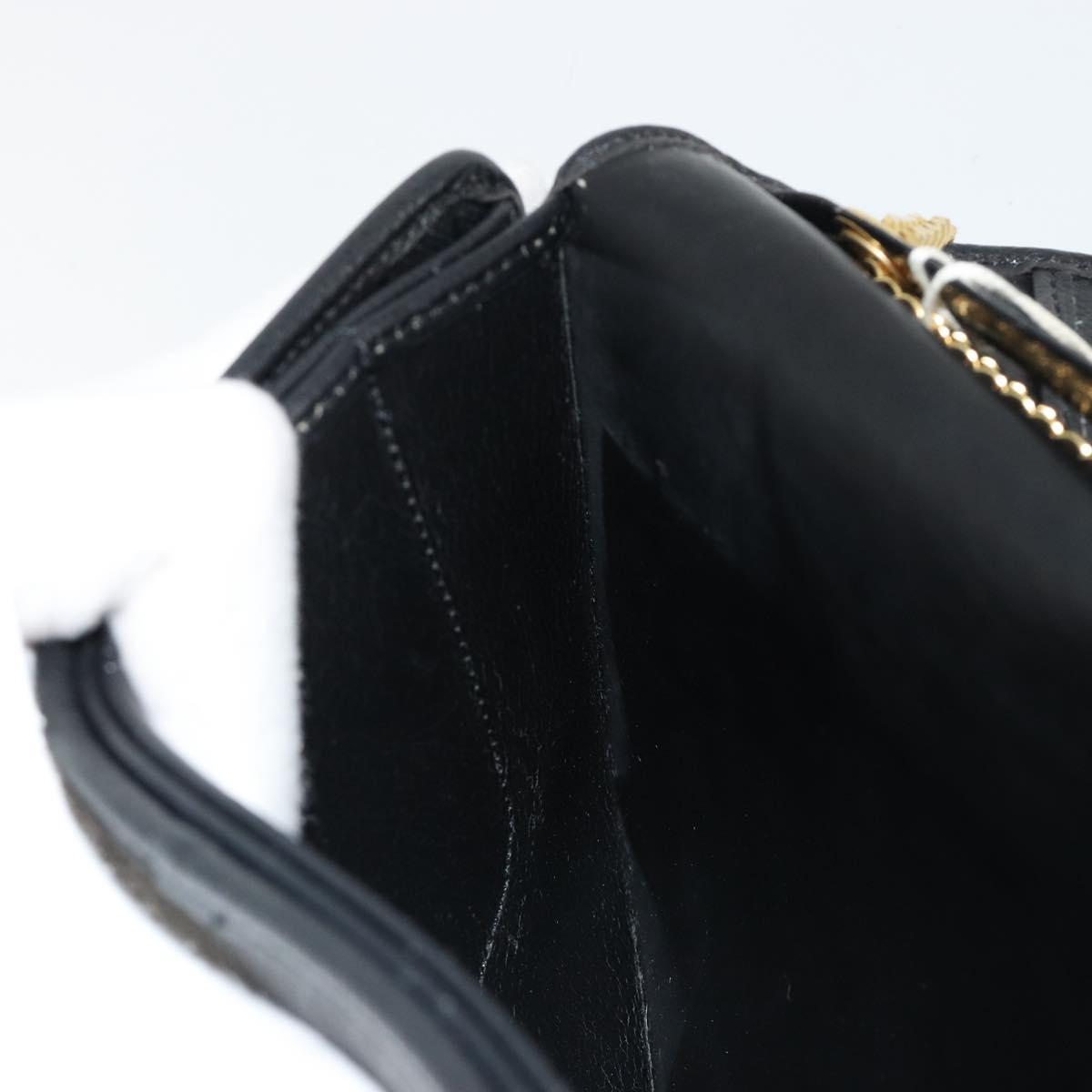 Christian Dior Chain Shoulder Bag Leather Black Gold Auth ka4632