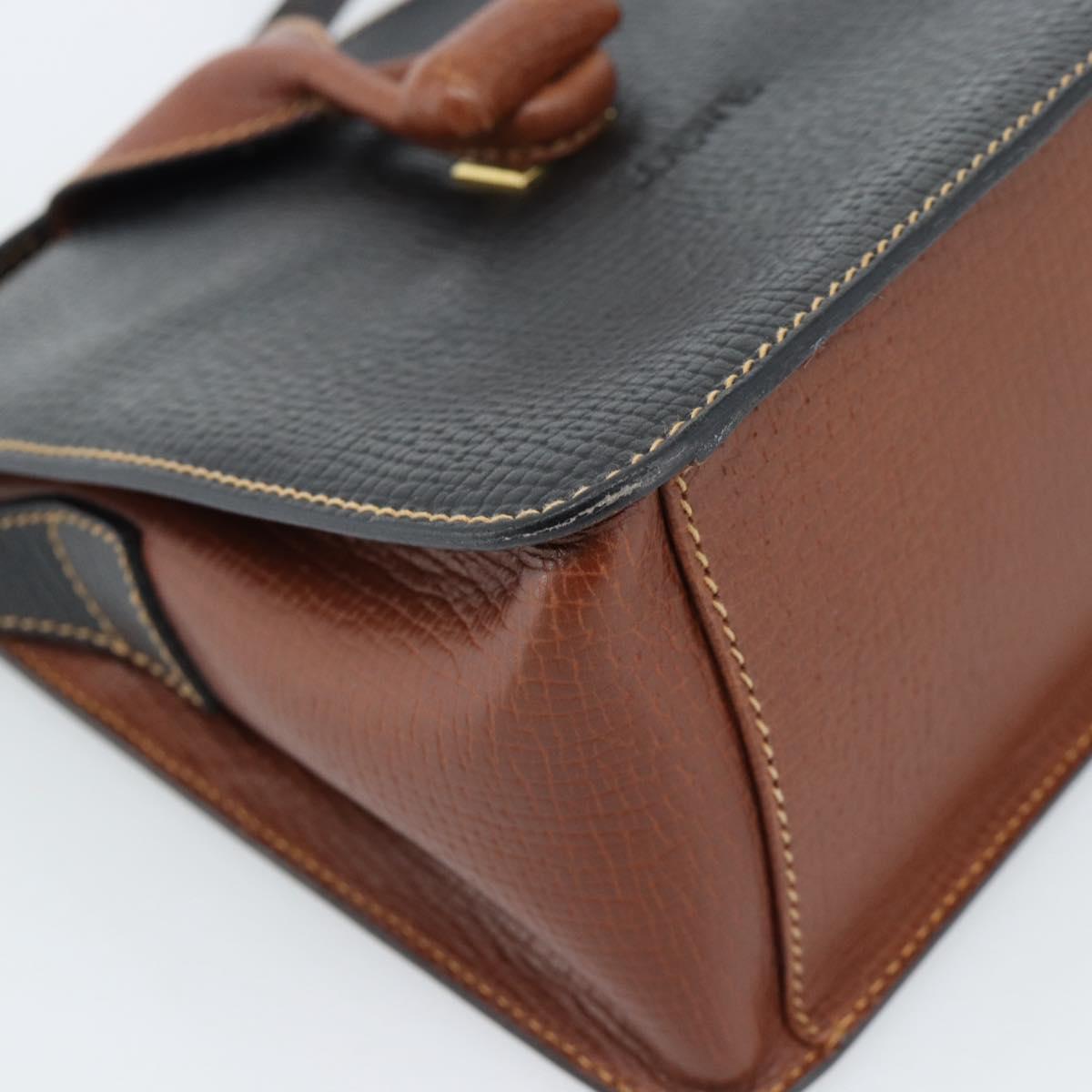 LOEWE Shoulder Bag Leather Black Brown Gold Auth ka4636A