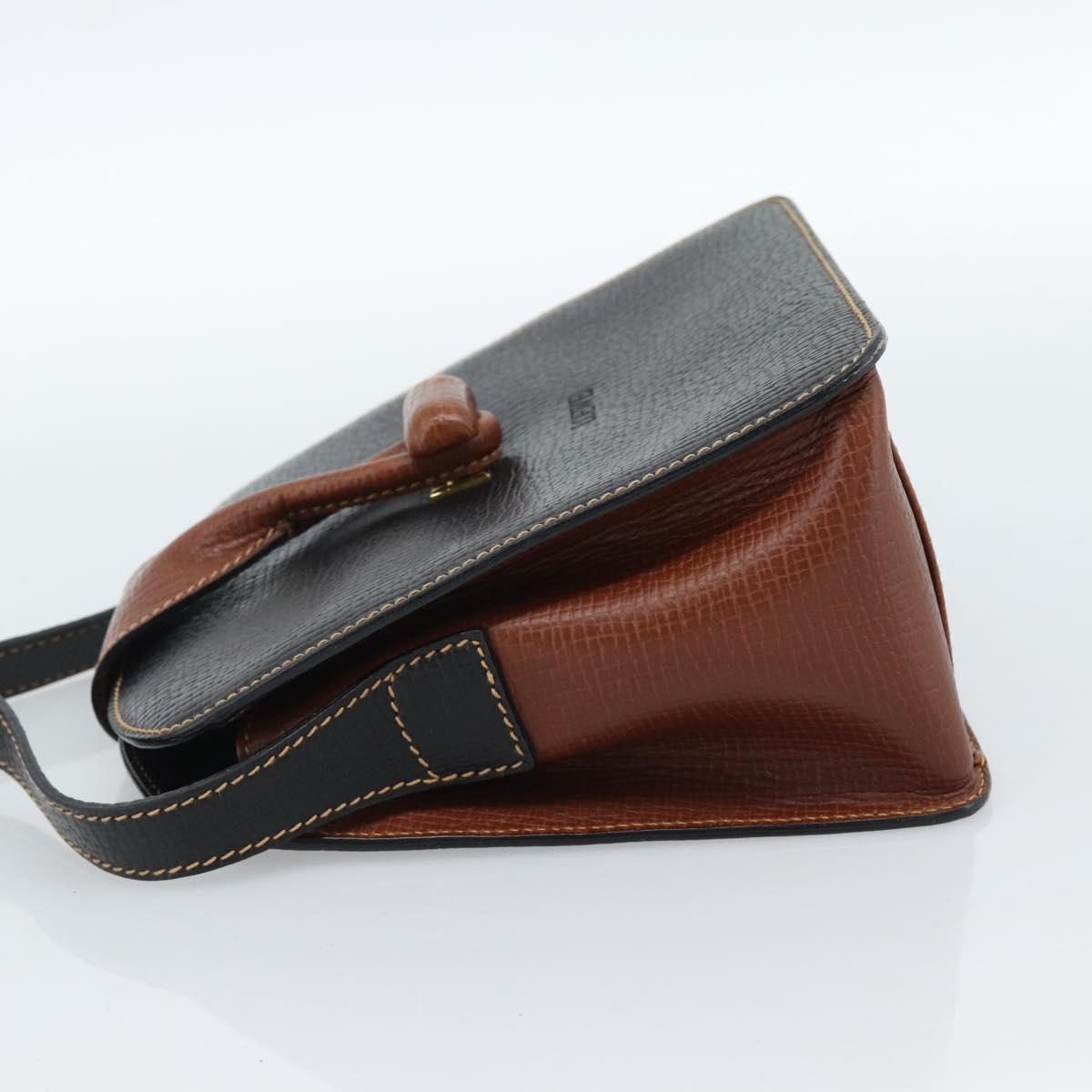 LOEWE Shoulder Bag Leather Black Brown Gold Auth ka4636A