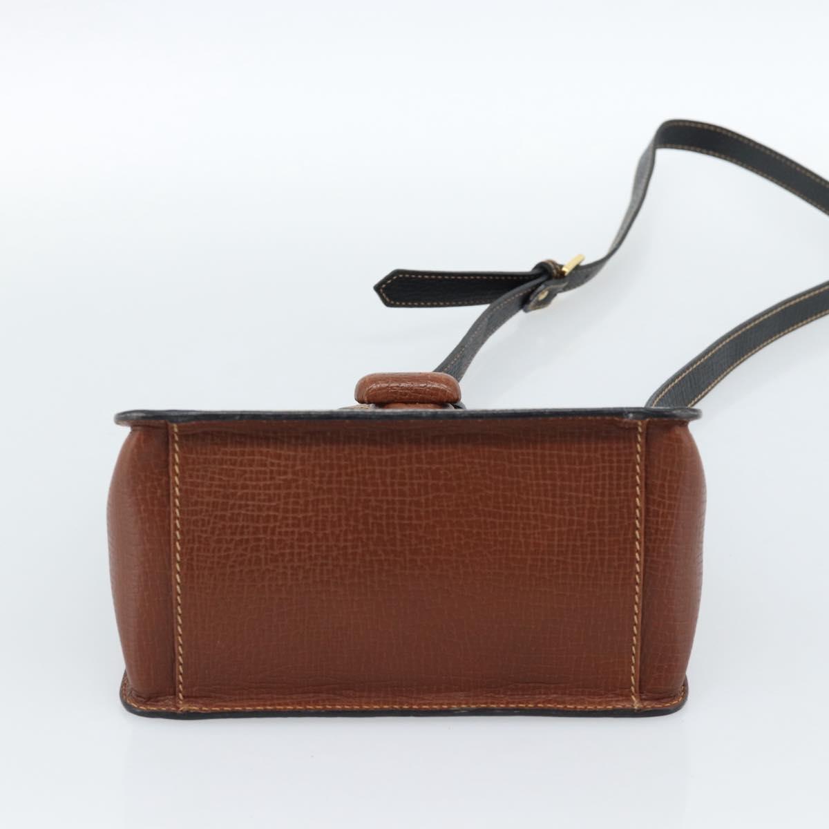 LOEWE Shoulder Bag Leather Black Brown Gold Auth ka4636A