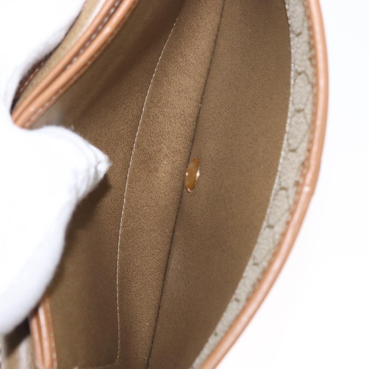 Christian Dior Honeycomb Canvas Chain Shoulder Bag PVC Beige Gold Auth ka464