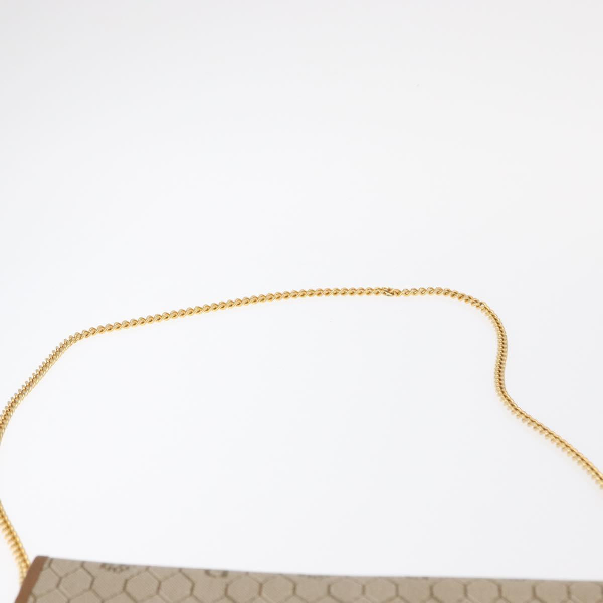 Christian Dior Honeycomb Canvas Chain Shoulder Bag PVC Beige Gold Auth ka464