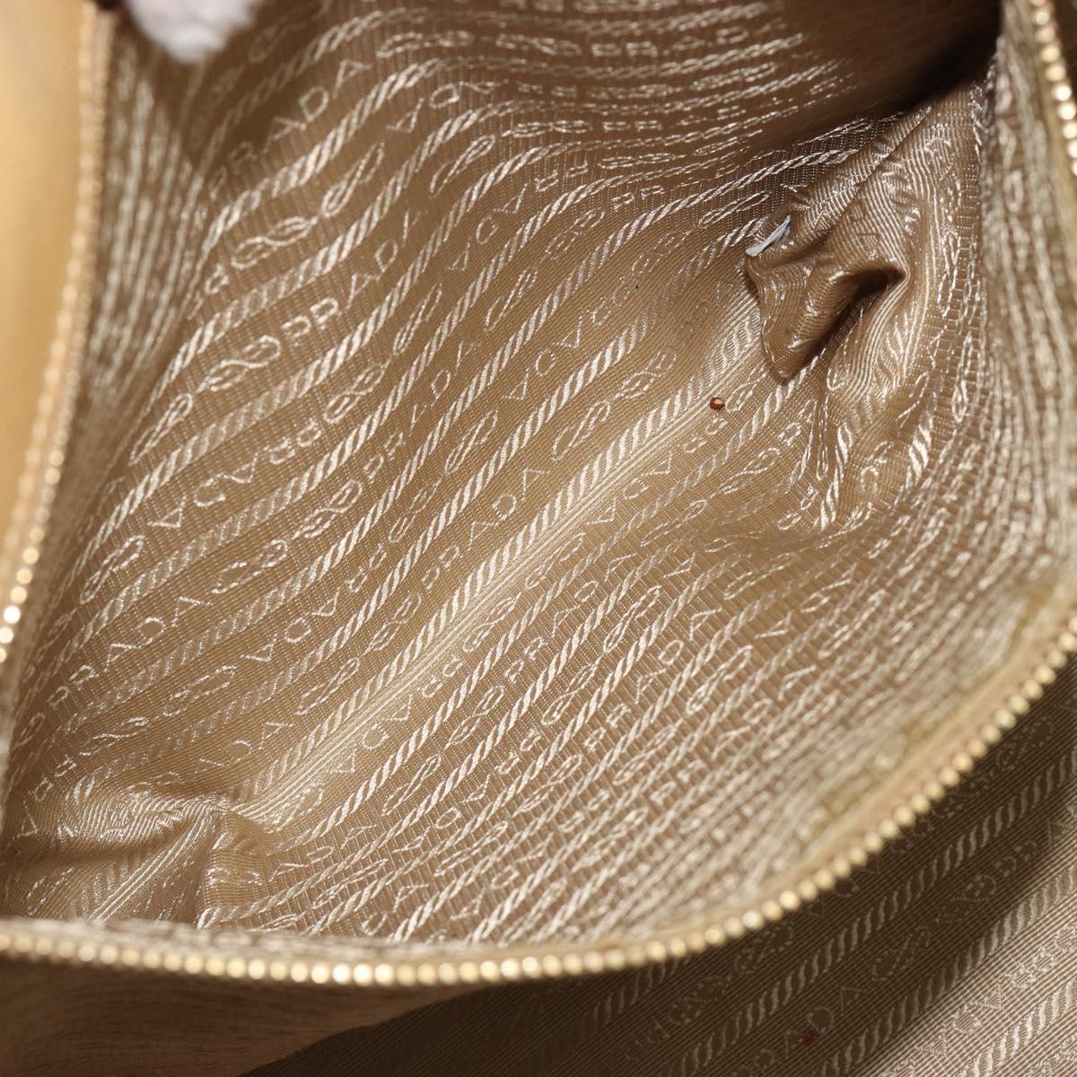 PRADA Hand Bag Leather Beige Gold Auth ka4641