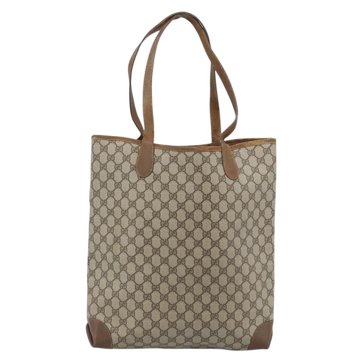 GUCCI GG Supreme Web Sherry Line Bag PVC Brown Gold 002 904 0131 Auth ka4645