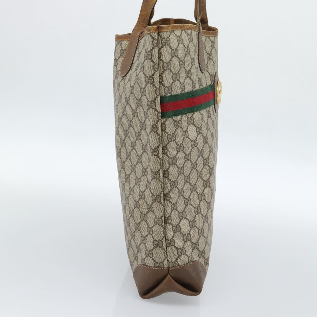 GUCCI GG Supreme Web Sherry Line Bag PVC Brown Gold 002 904 0131 Auth ka4645