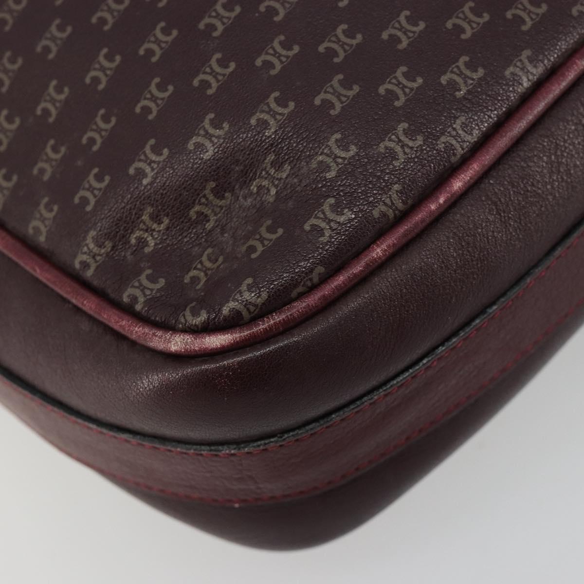 CELINE Shoulder Bag Leather Bordeaux Gold Auth ka4652