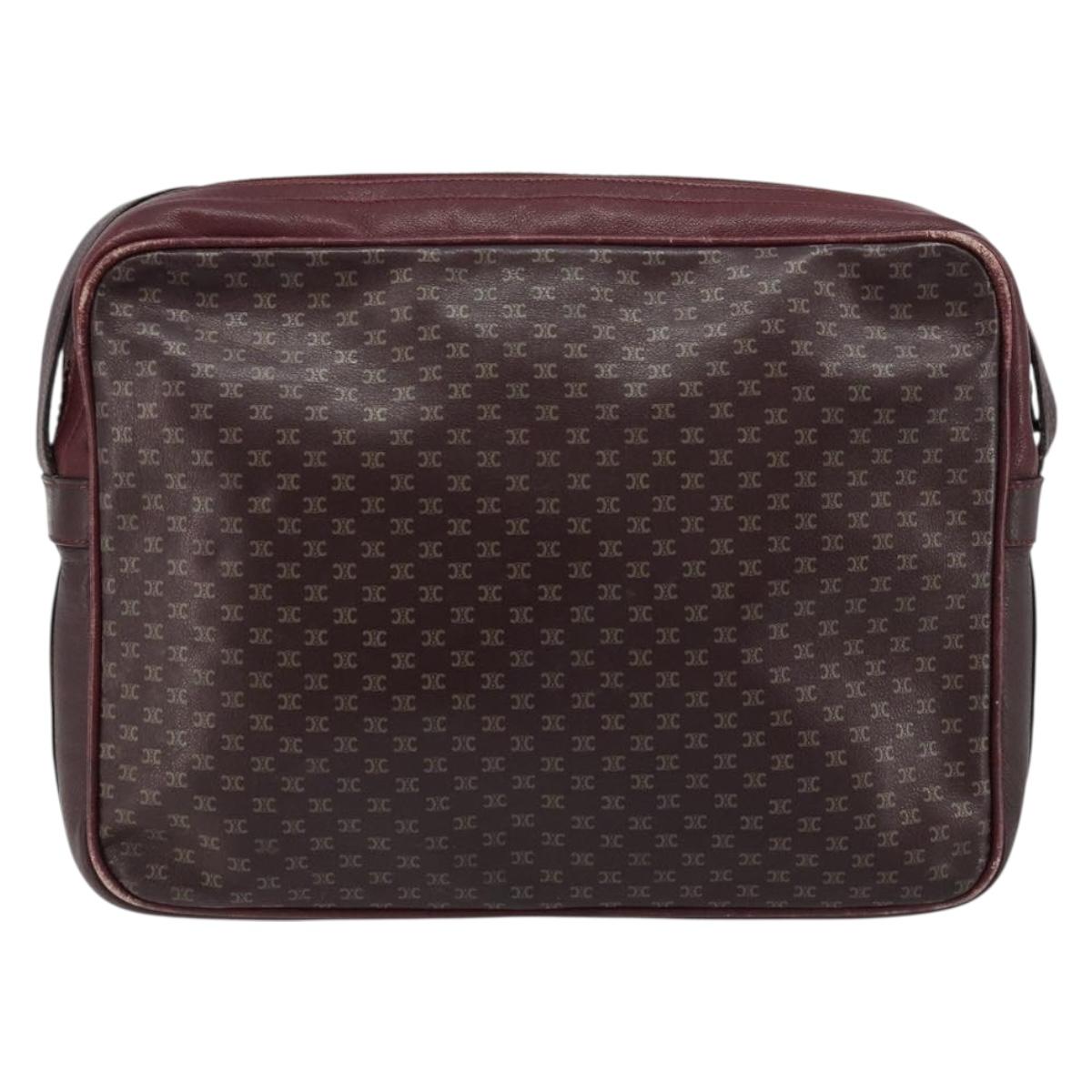 CELINE Shoulder Bag Leather Bordeaux Gold Auth ka4652
