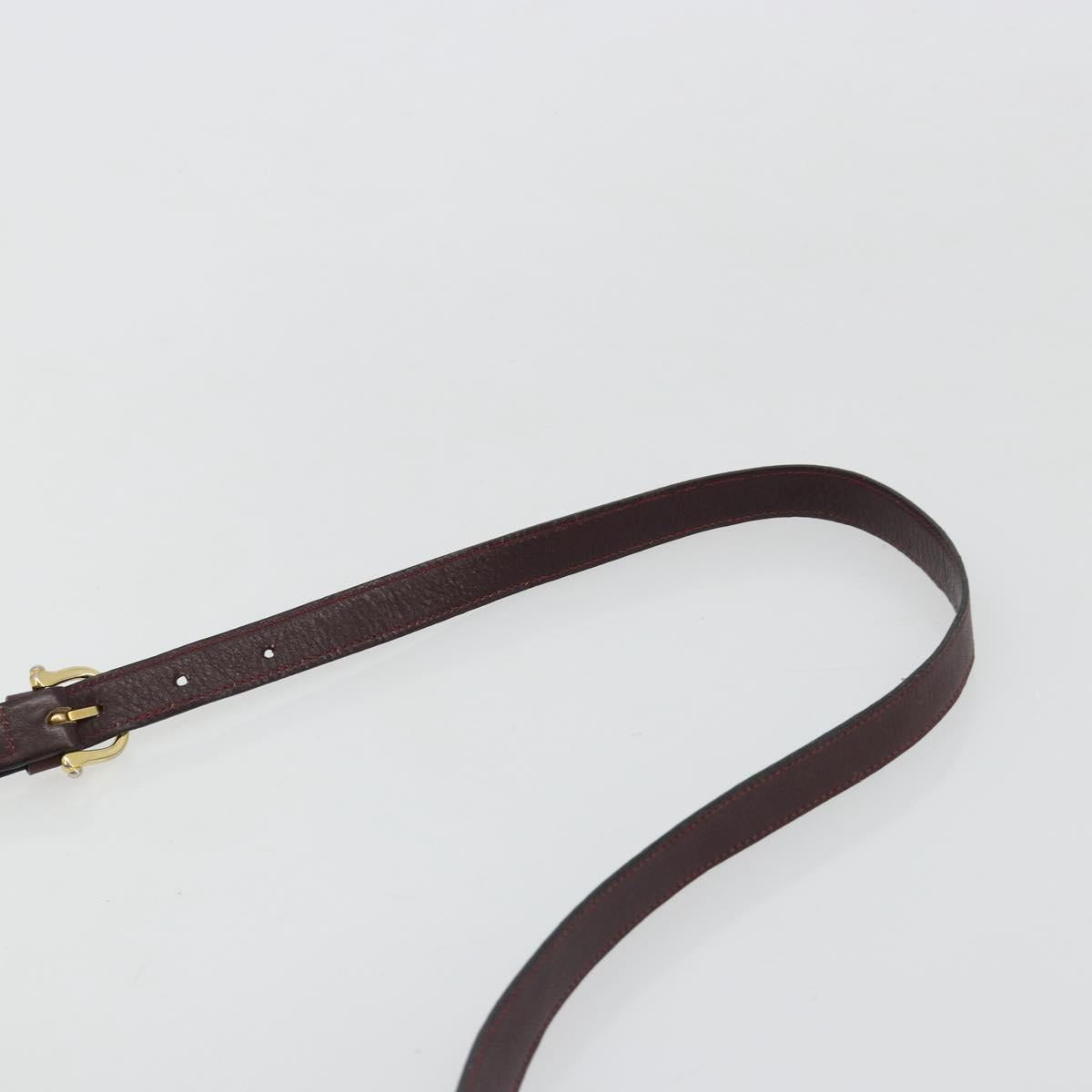 CELINE Shoulder Bag Leather Bordeaux Gold Auth ka4652