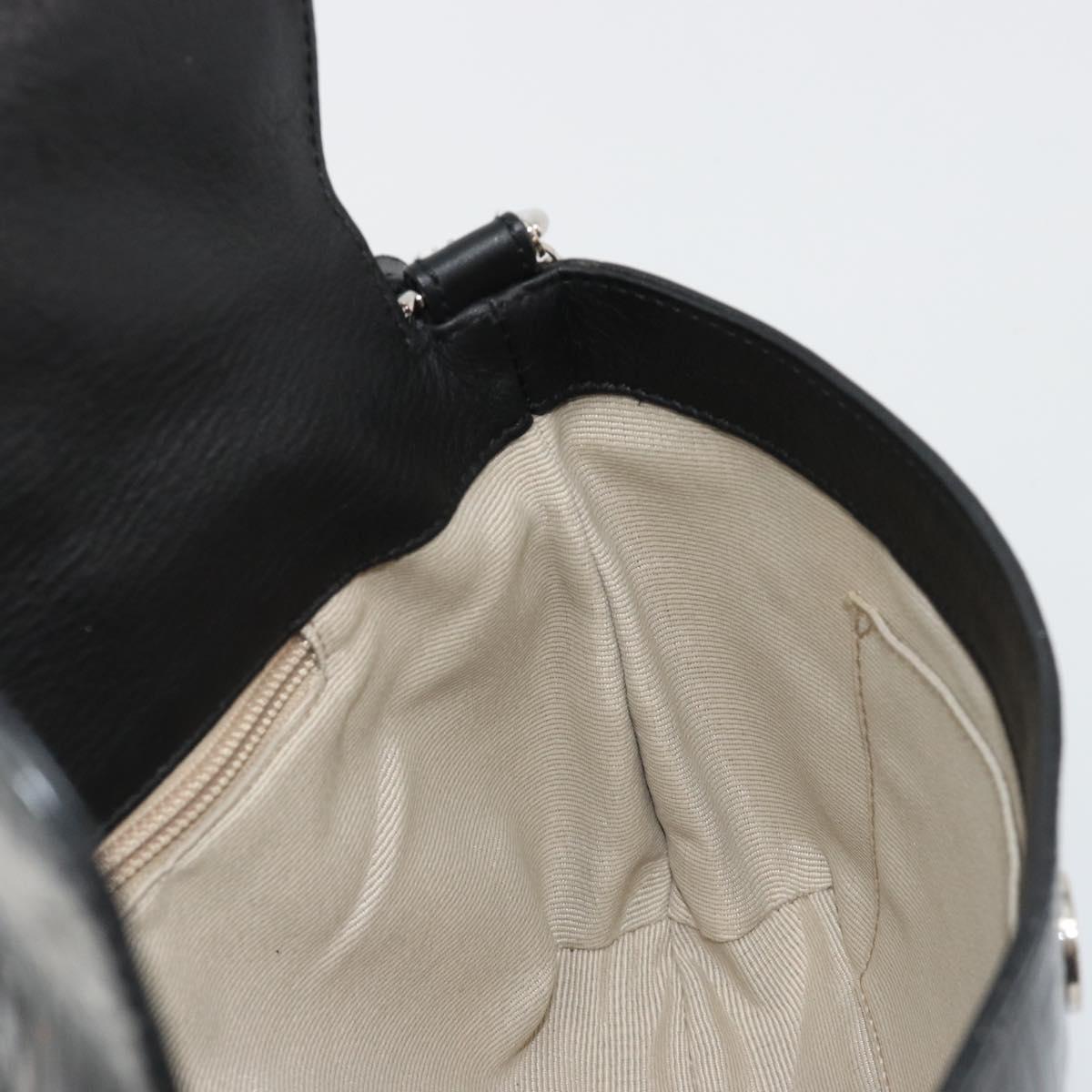 Salvatore Ferragamo Shoulder Bag Patent leather Black Silver Auth ka4653