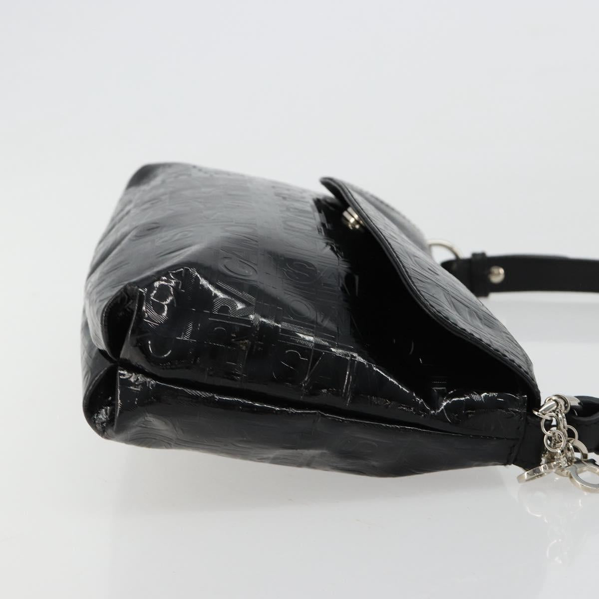 Salvatore Ferragamo Shoulder Bag Patent leather Black Silver Auth ka4653