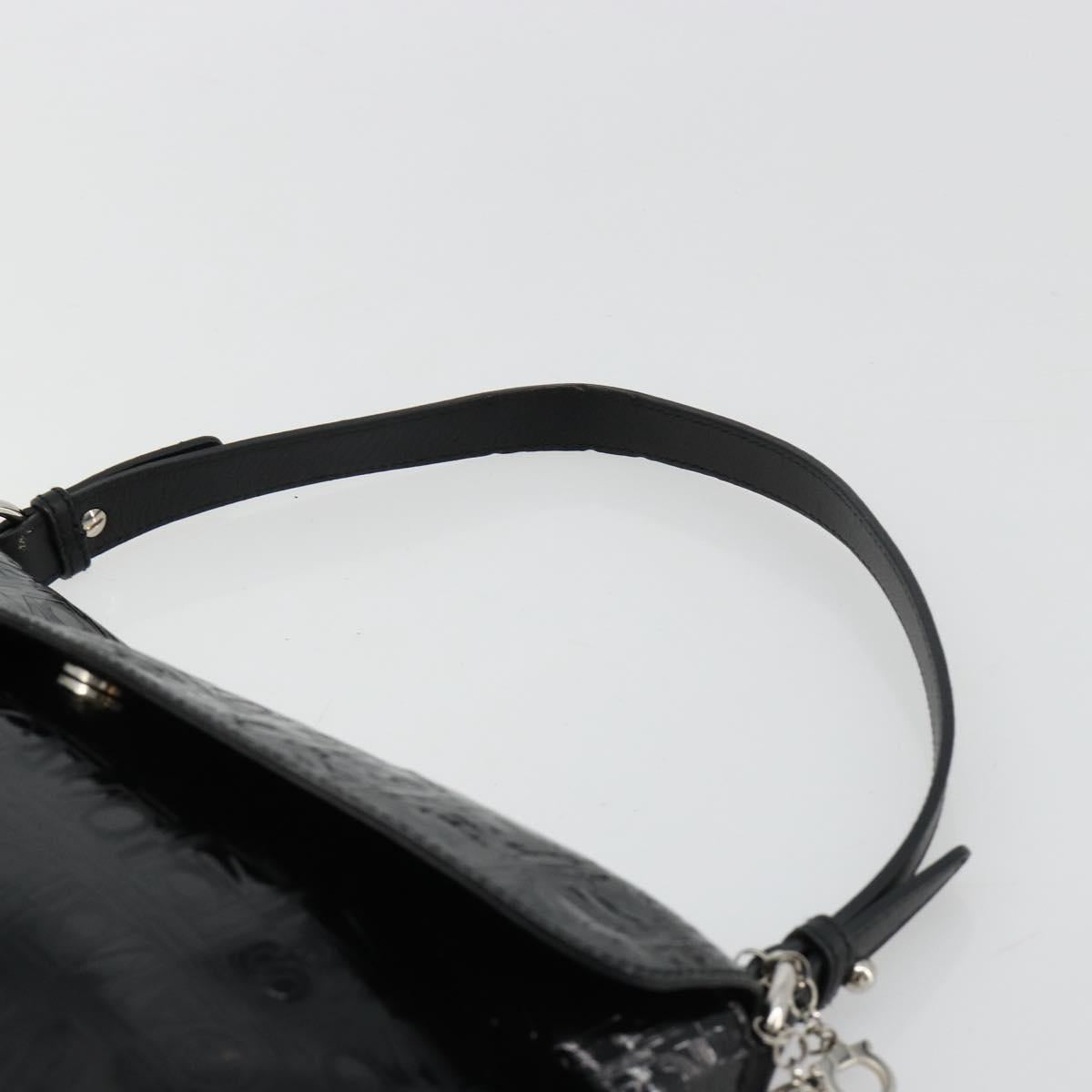 Salvatore Ferragamo Shoulder Bag Patent leather Black Silver Auth ka4653