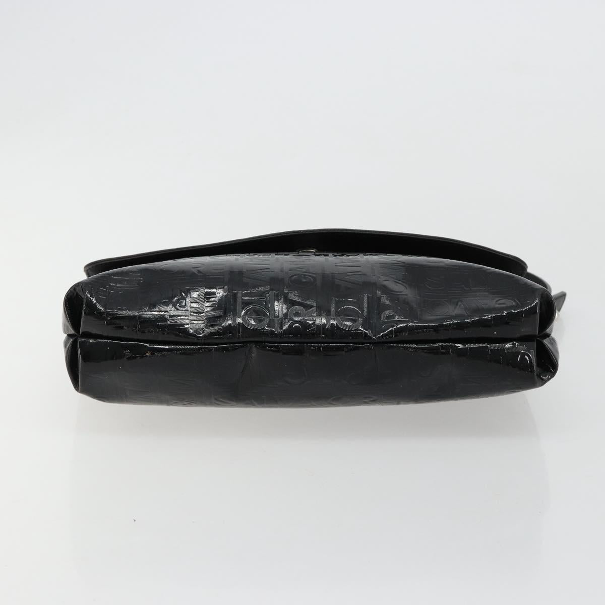 Salvatore Ferragamo Shoulder Bag Patent leather Black Silver Auth ka4653