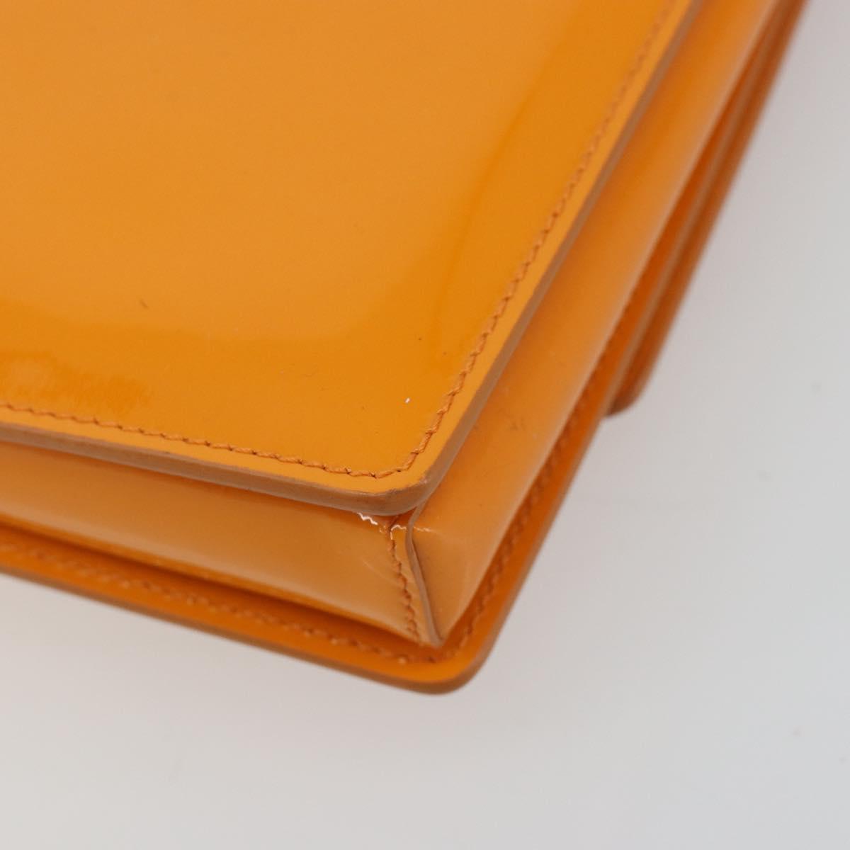 Salvatore Ferragamo Vala Shoulder Bag Patent leather Orange Gold Auth ka4654A