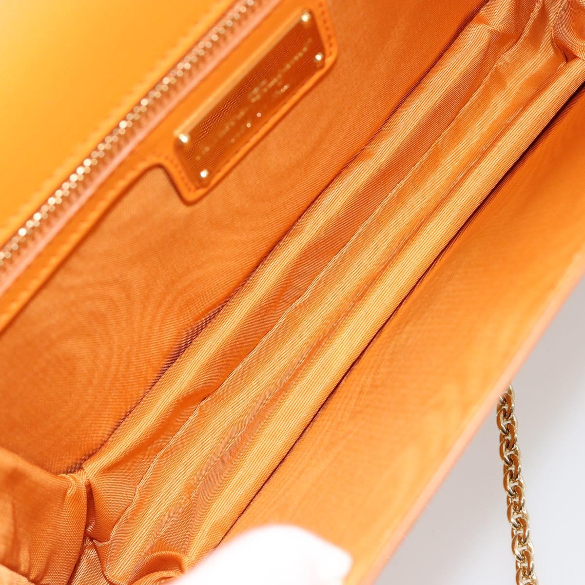 Salvatore Ferragamo Vala Shoulder Bag Patent leather Orange Gold Auth ka4654A