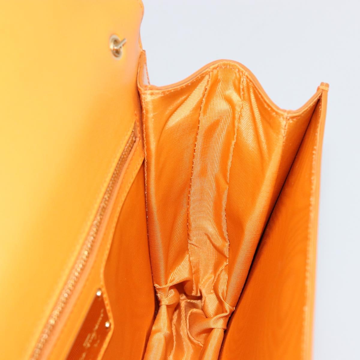 Salvatore Ferragamo Vala Shoulder Bag Patent leather Orange Gold Auth ka4654A