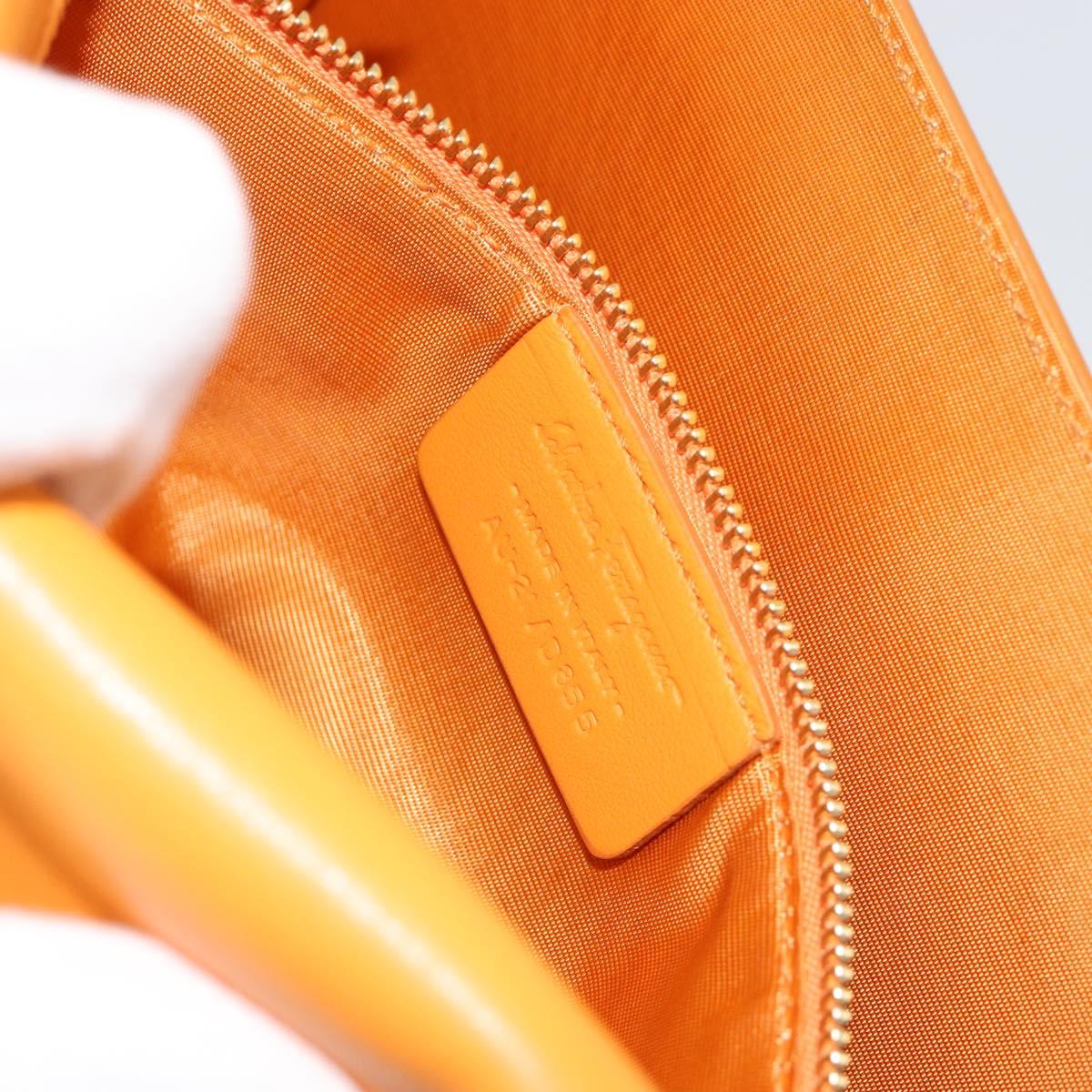 Salvatore Ferragamo Vala Shoulder Bag Patent leather Orange Gold Auth ka4654A