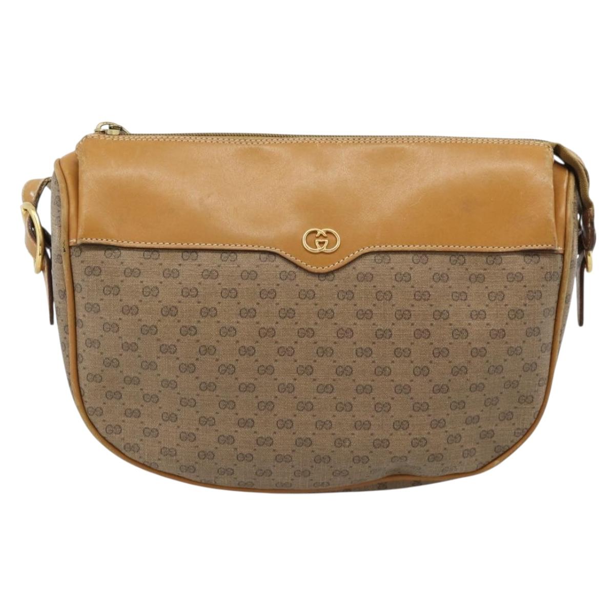 GUCCI Micro GG Supreme Web Sherry Line Bag PVC Beige 001 084 4001 Auth ka4655