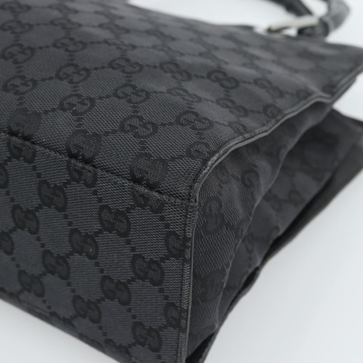 GUCCI GG Canvas Bamboo Hand Bag Black Silver 002 1016 Auth ka4657