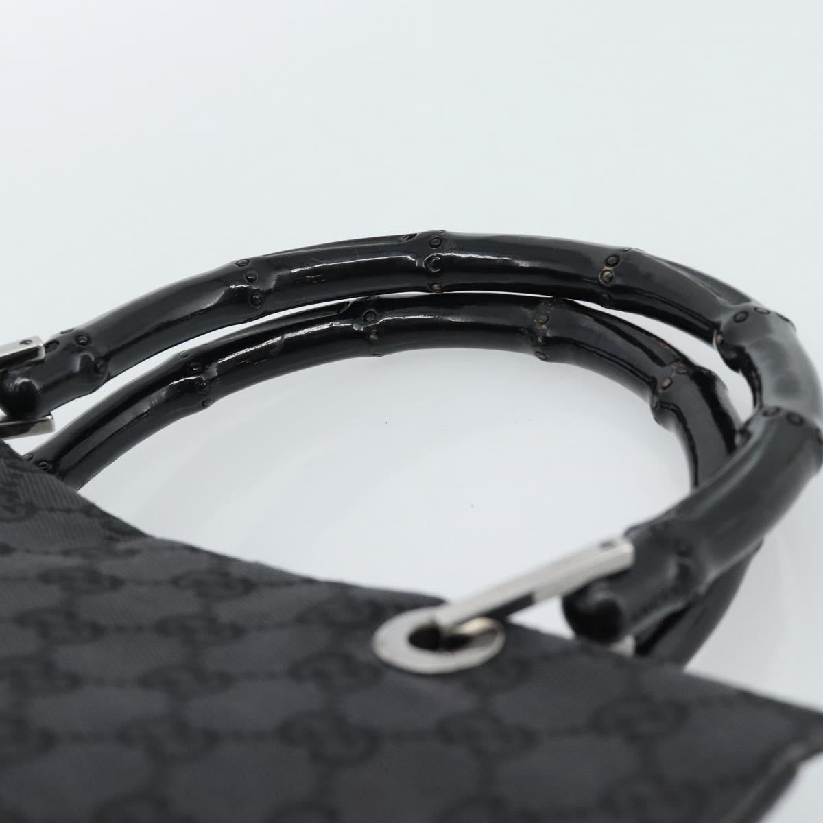 GUCCI GG Canvas Bamboo Hand Bag Black Silver 002 1016 Auth ka4657