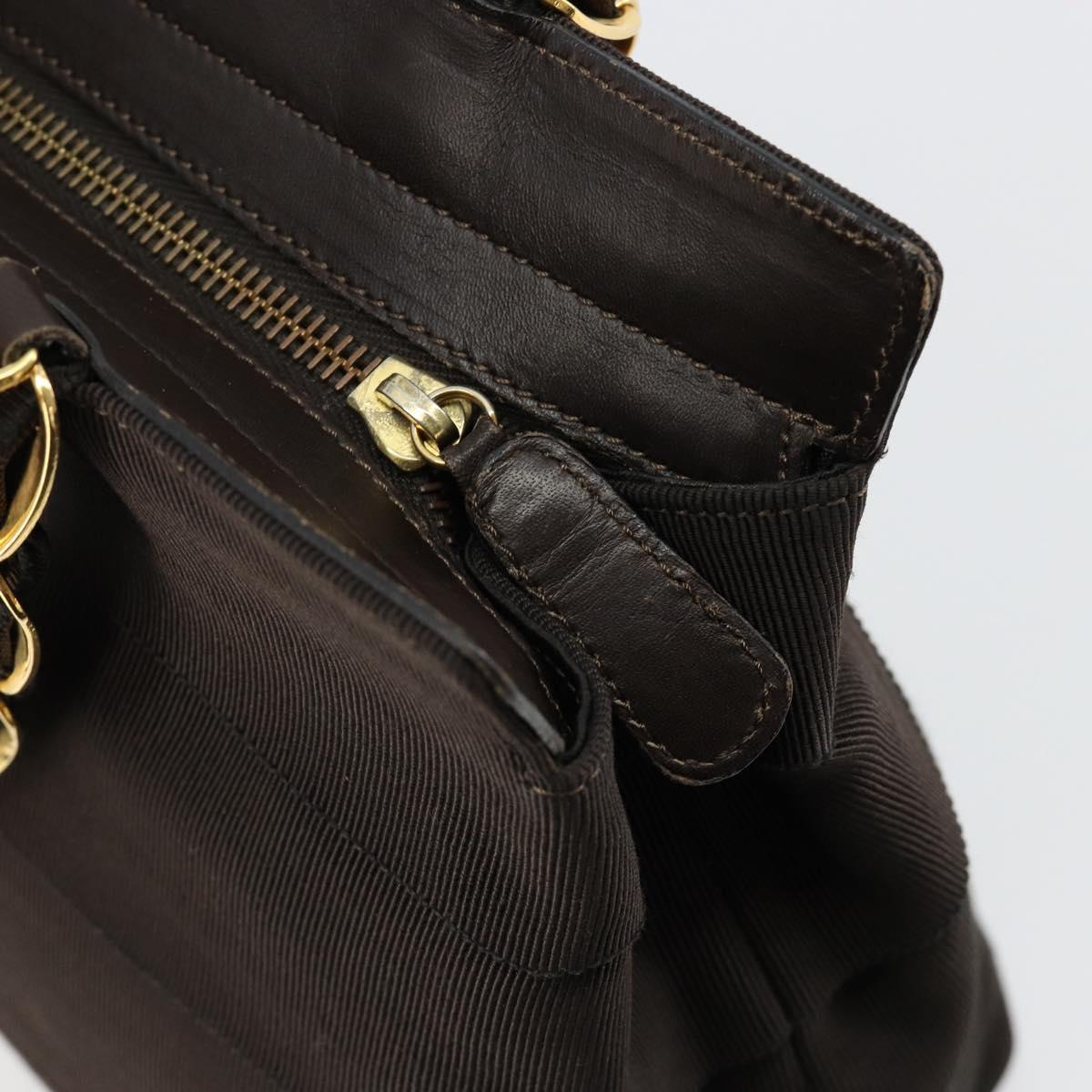 Salvatore Ferragamo Vala Hand Bag Canvas Leather 2way Brown Gold Auth ka4658A