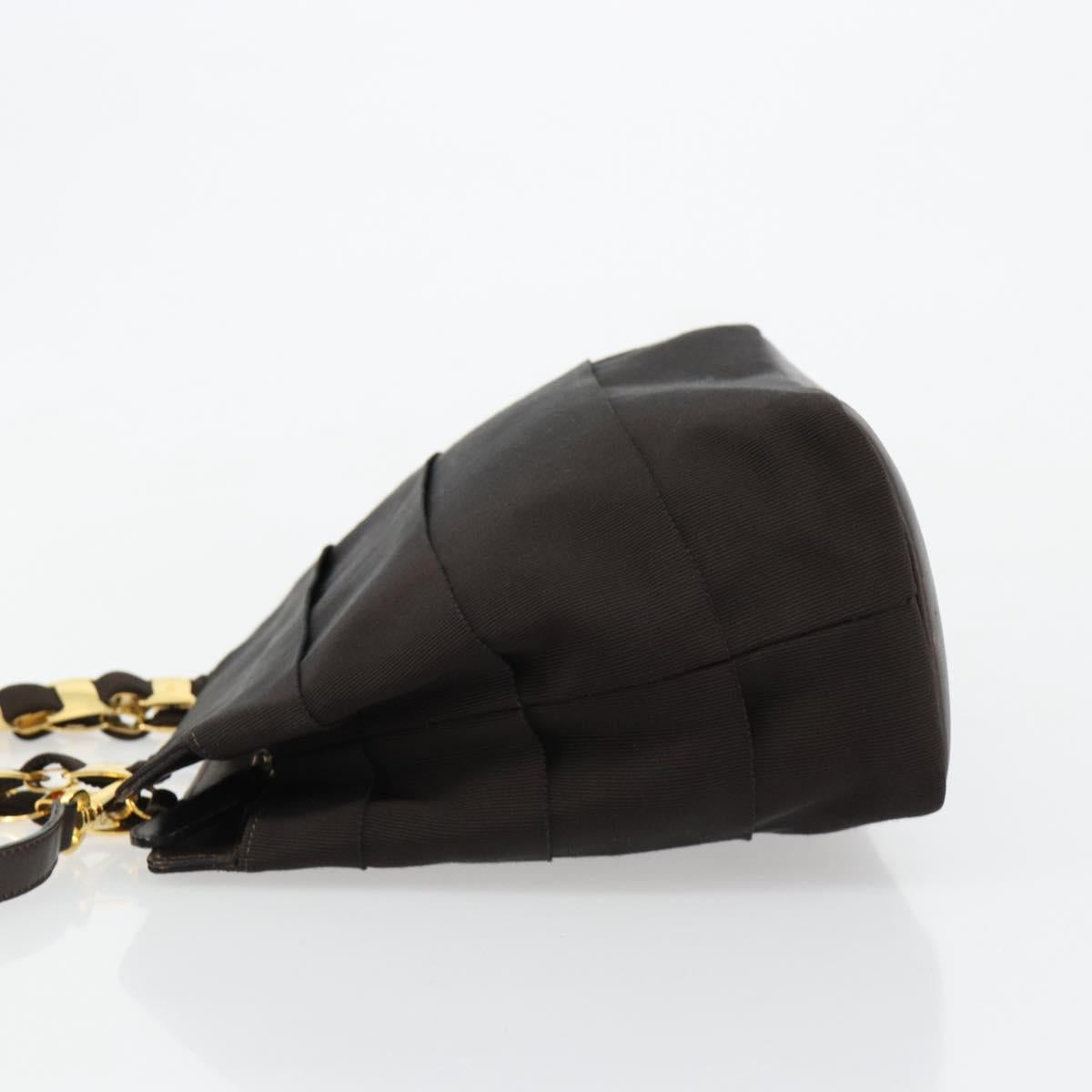 Salvatore Ferragamo Vala Hand Bag Canvas Leather 2way Brown Gold Auth ka4658A