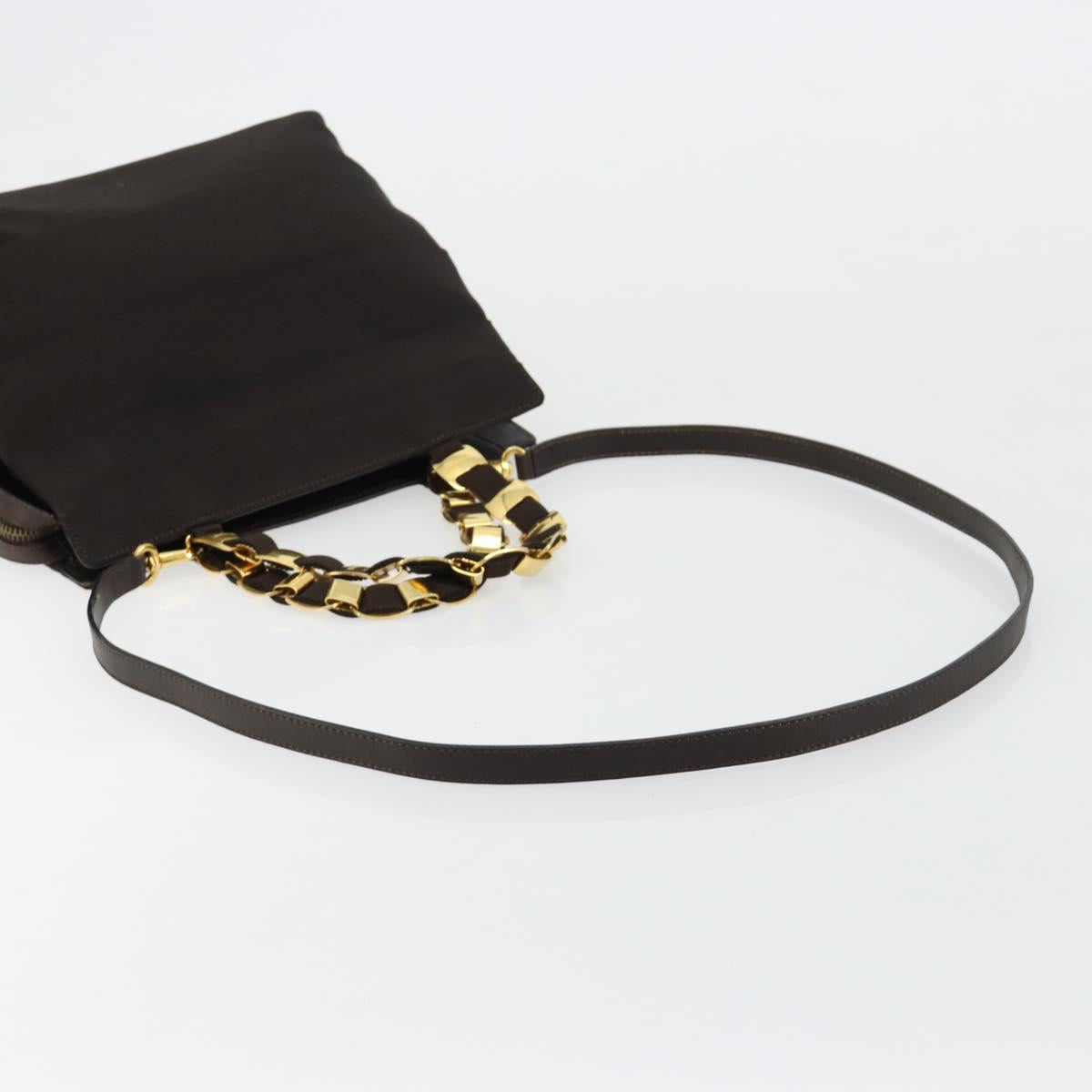 Salvatore Ferragamo Vala Hand Bag Canvas Leather 2way Brown Gold Auth ka4658A